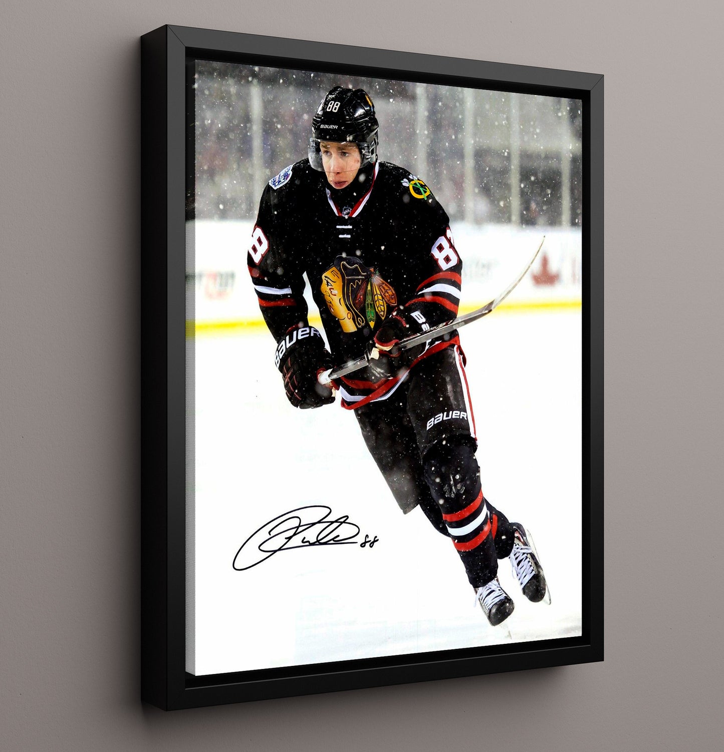 Kane - Chicago Hockey Winter Classic Snow Game Spotlight Hockey Wall Art - hockey wall art print