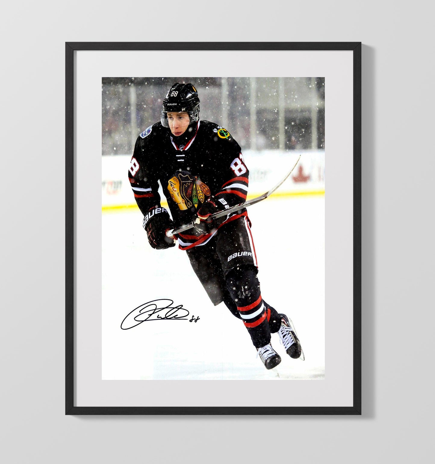 Kane - Chicago Hockey Winter Classic Snow Game Spotlight Hockey Wall Art - hockey wall art print