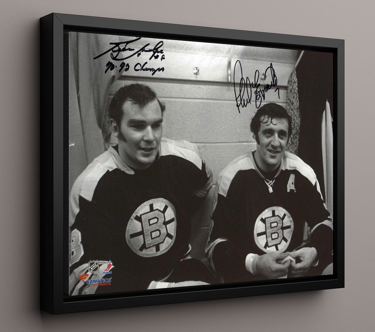 Ken Hodge and Phil Esposito - Boston Hockey Locker Room Portrait Hockey Wall Art - hockey wall art print