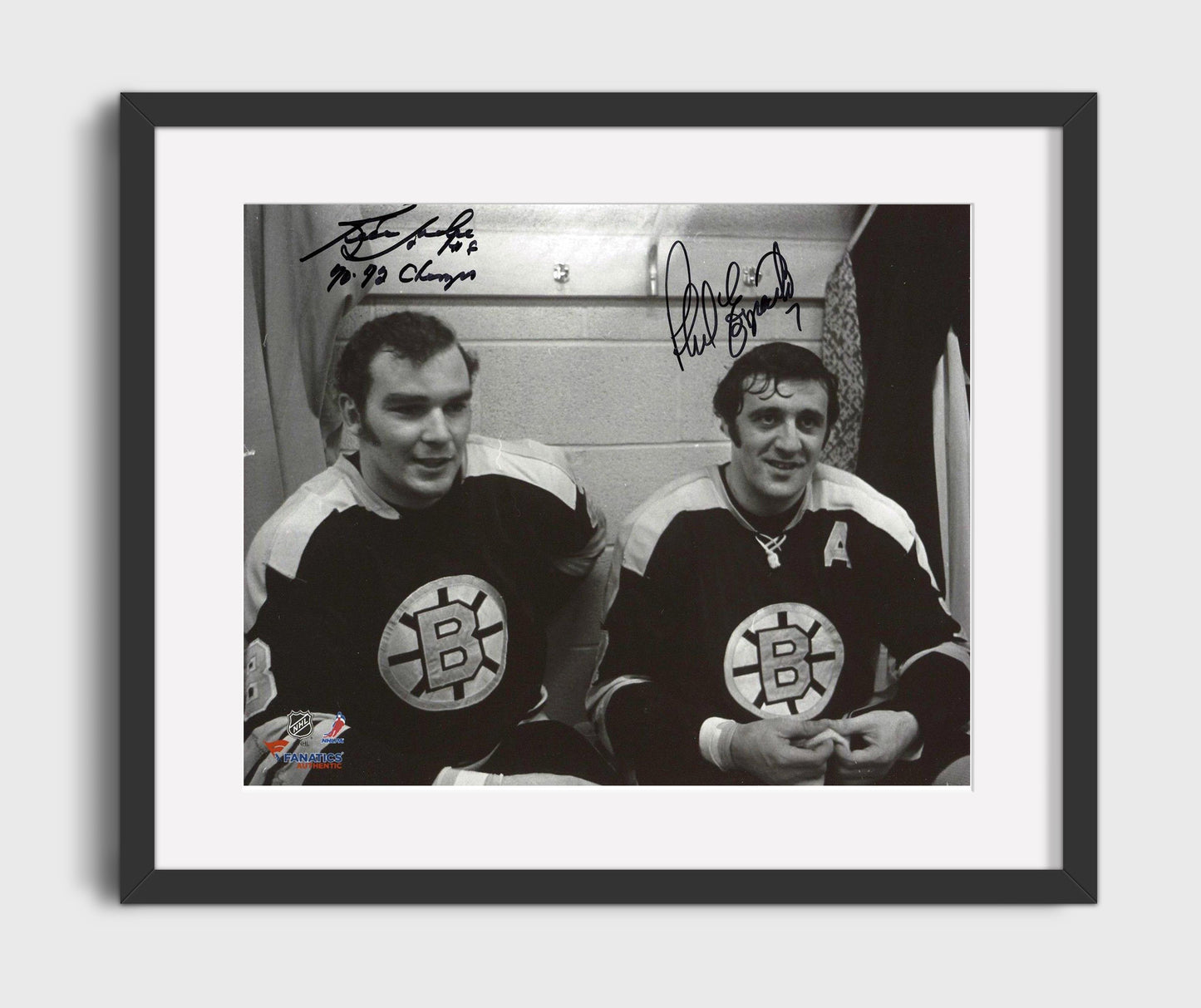 Ken Hodge and Phil Esposito - Boston Hockey Locker Room Portrait Hockey Wall Art - hockey wall art print