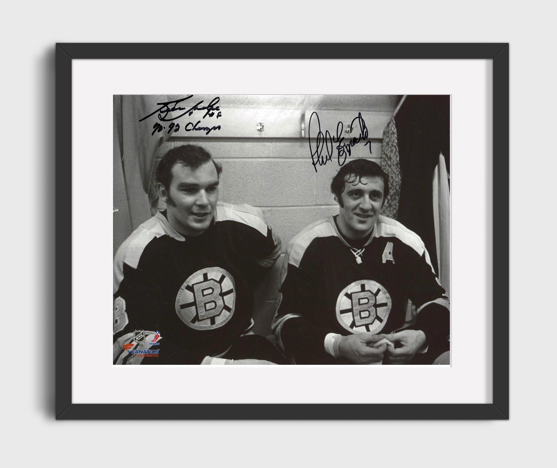 Ken Hodge and Phil Esposito - Boston Hockey Locker Room Portrait Hockey Wall Art - hockey wall art print