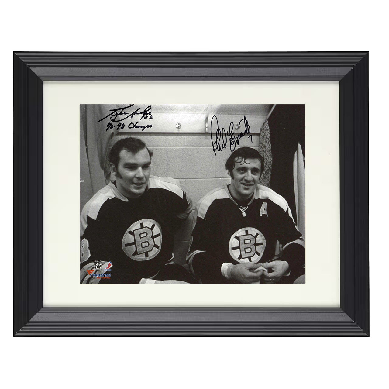Ken Hodge and Phil Esposito – Boston Locker Room Image 8x10 matted black framed hockey wall art
