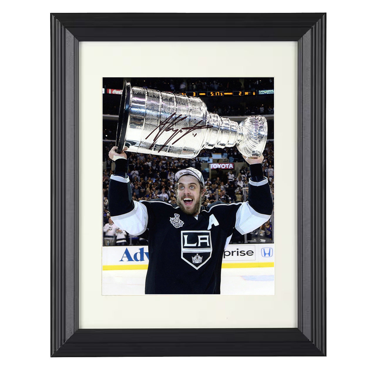 Anže Kopitar – Los Angeles Stanley Cup Celebration Spotlight 8x10 matted black framed hockey wall art