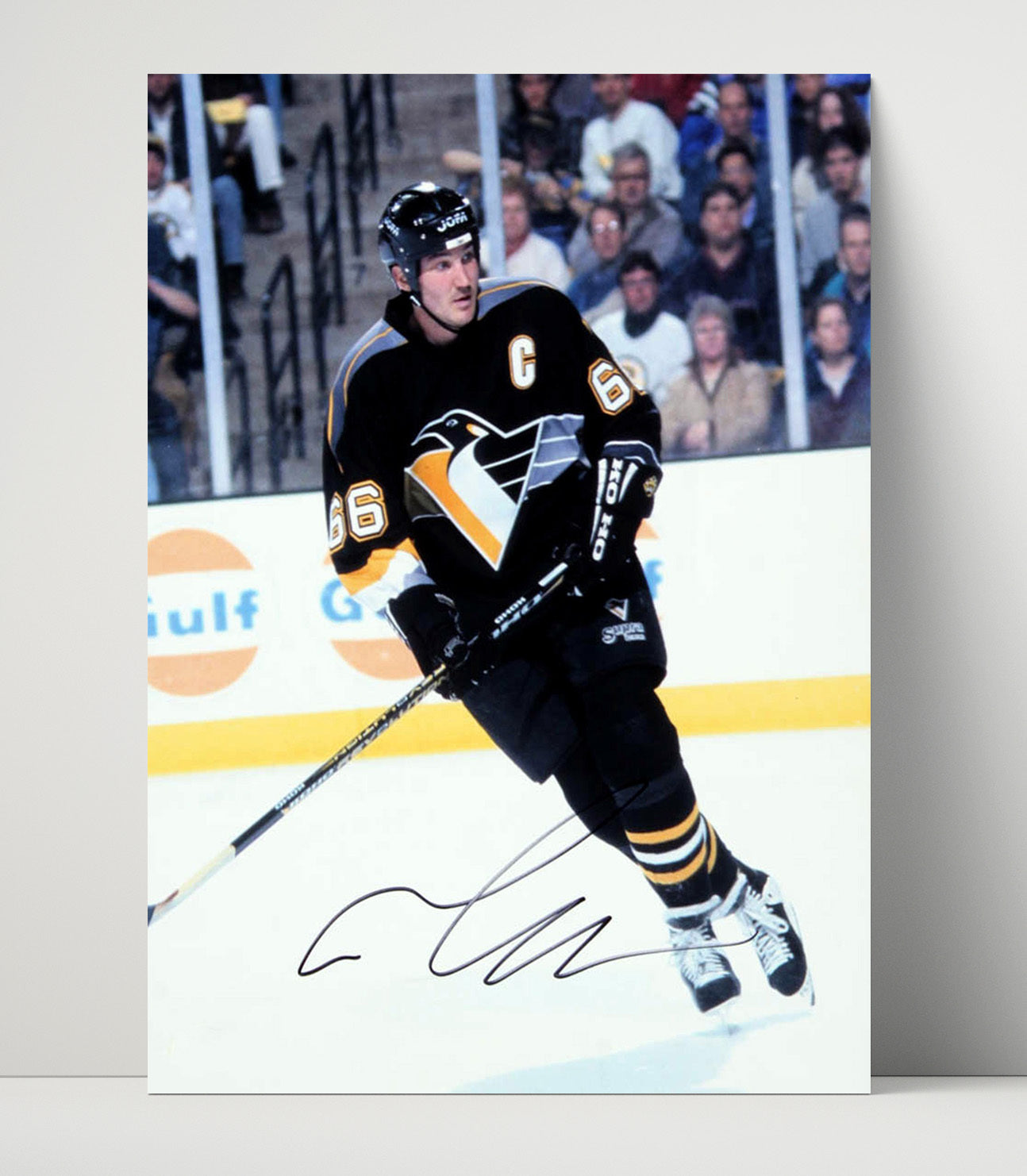 Mario Lemieux - Pittsburgh Hockey Captain Number 66 Spotlight Hockey Wall Art - hockey wall art print