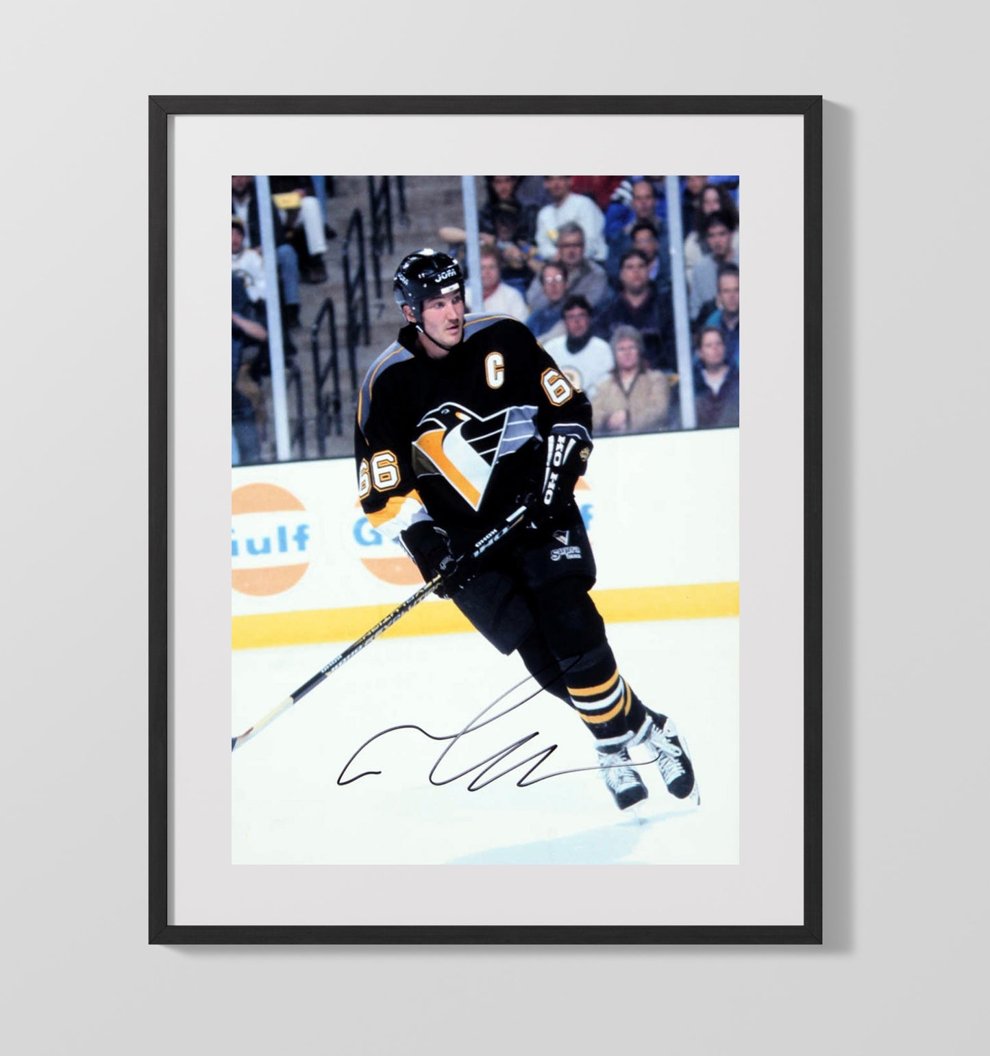 Mario Lemieux - Pittsburgh Hockey Captain Number 66 Spotlight Hockey Wall Art - hockey wall art print