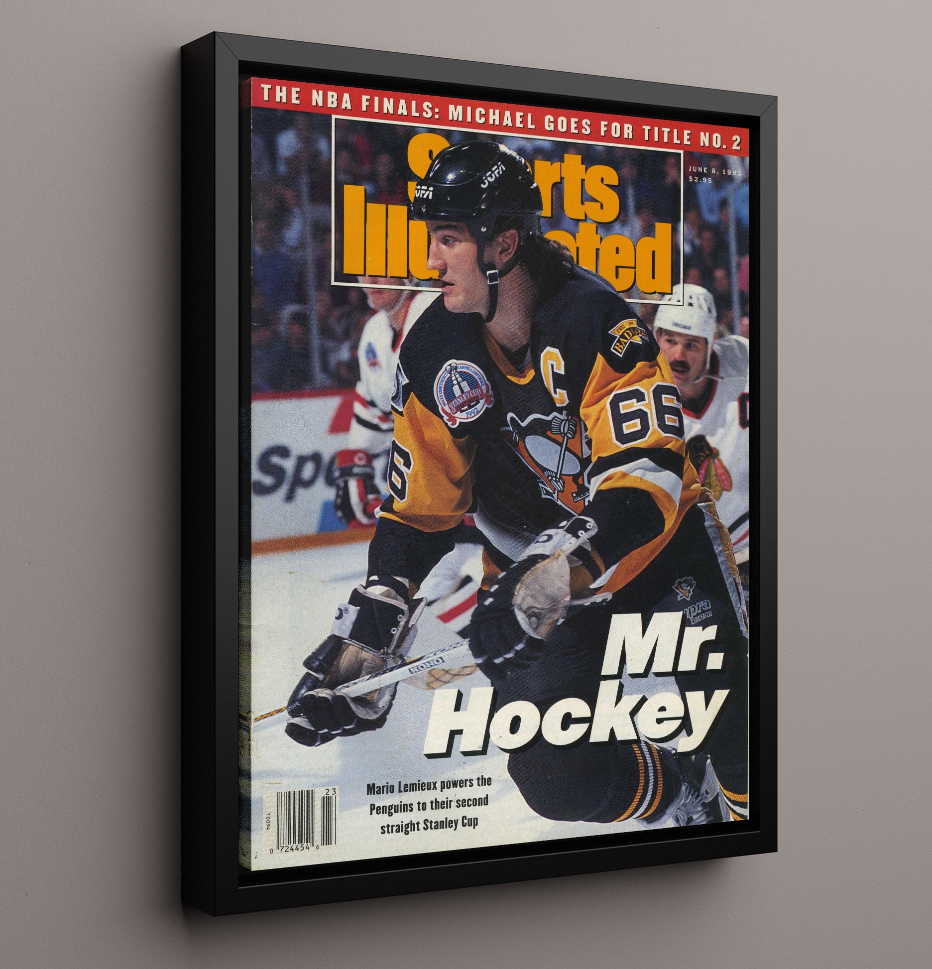 Mario Lemieux - Pittsburgh Hockey Stanley Cup Finals Skating 1992 Si Cover Hockey Wall Art - hockey wall art print