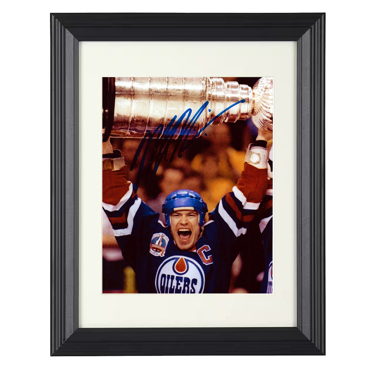 Mark Messier – Edmonton Stanley Cup Champion Celebration 8x10 matted black framed hockey wall art