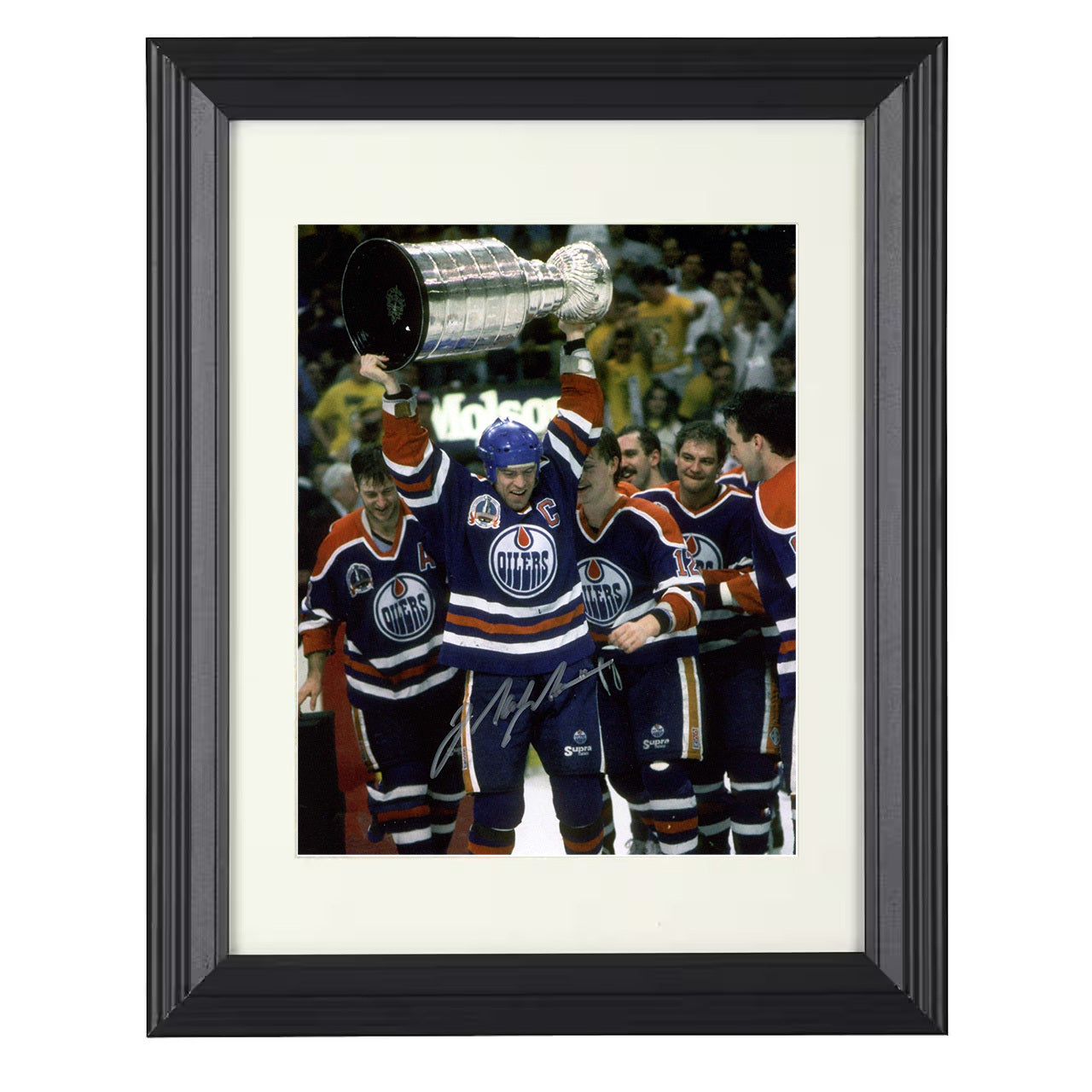 Mark Messier – Edmonton Stanley Cup Champion Lift 8x10 matted black framed hockey wall art