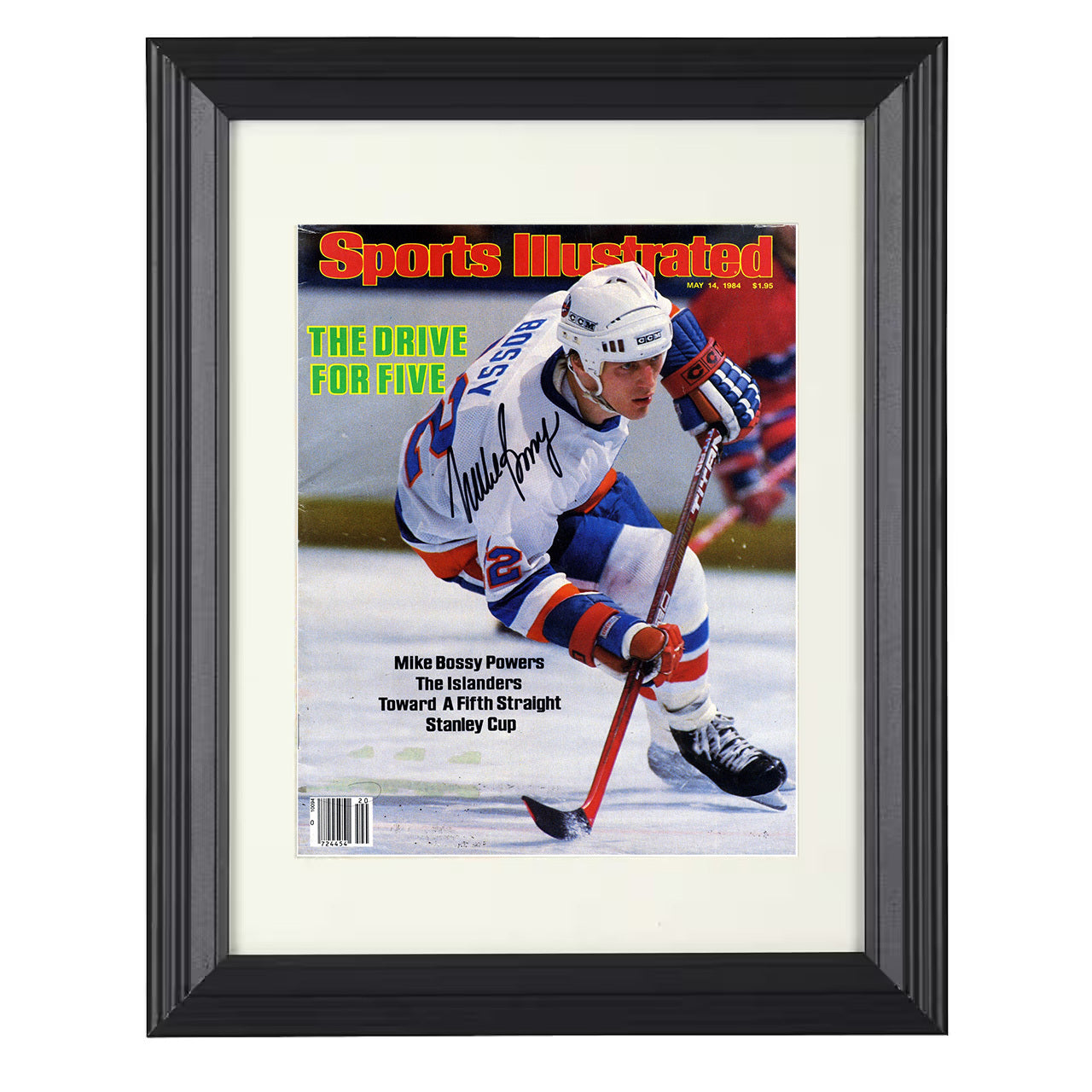 Mike Bossy – New York Drive for Five 1984 SI 8x10 matted black framed hockey wall art