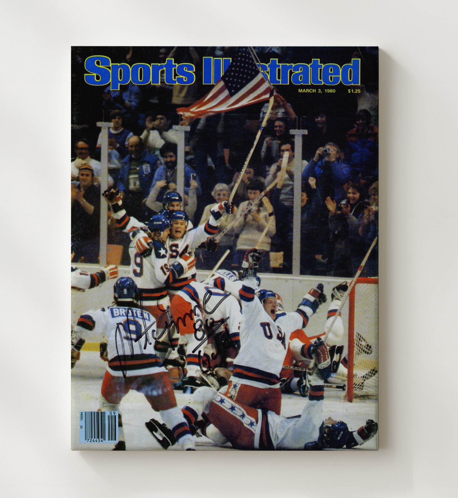 Mike Eruzione - USA Hockey Olympic Celebration 1980 Si Cover Hockey Wall Art - hockey wall art print