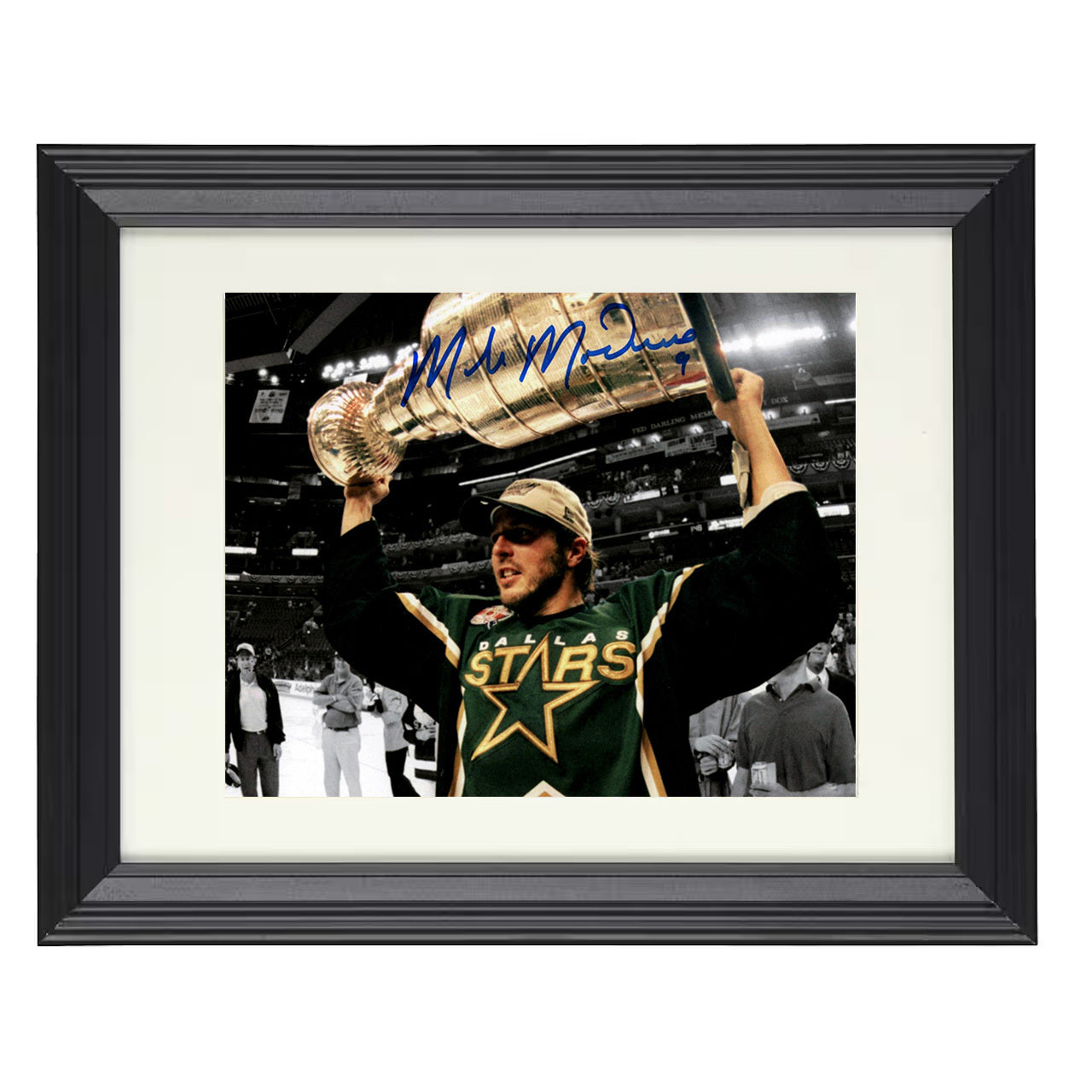 Mike Modano – Dallas Stanley Cup Celebration 8x10 matted black framed hockey wall art