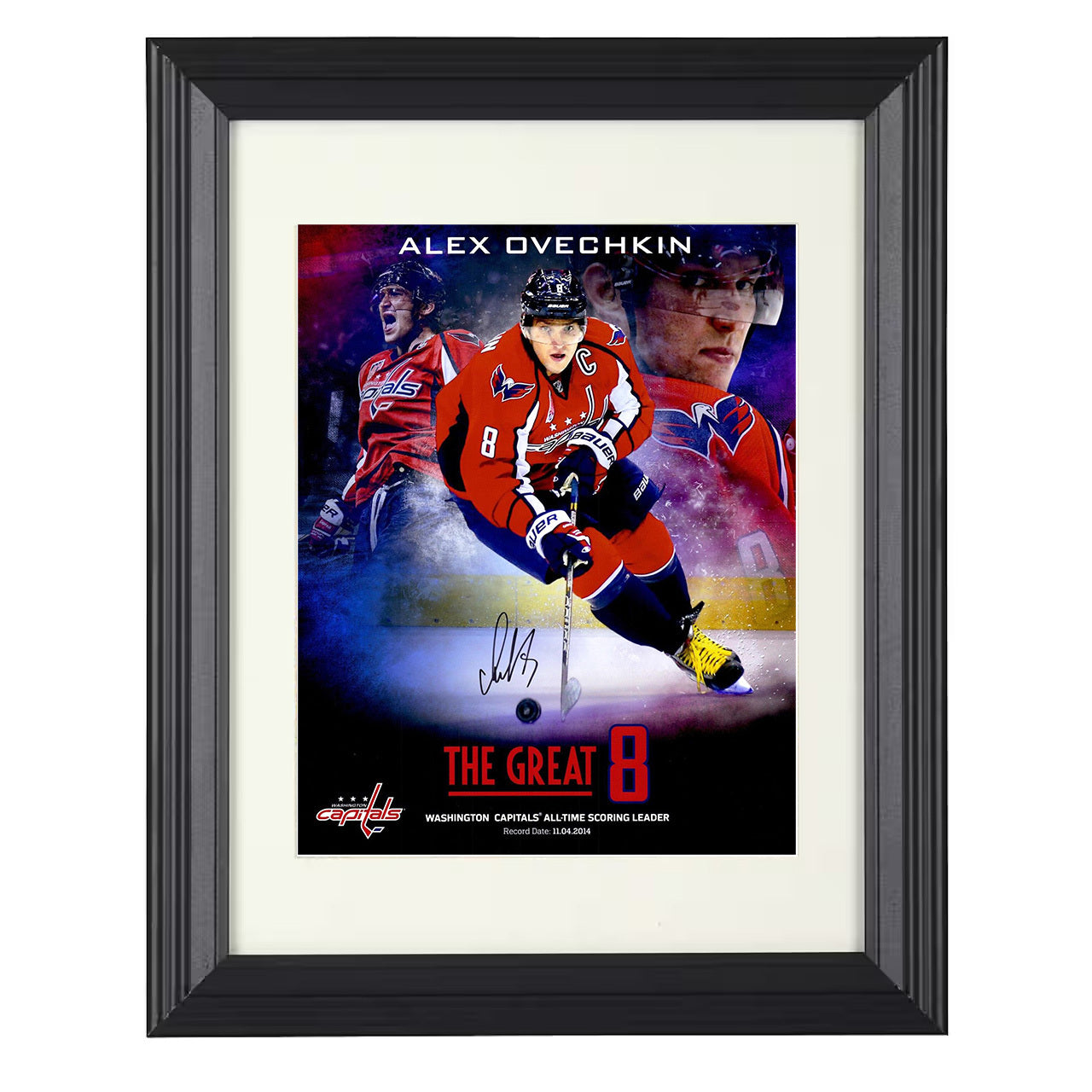 Alexander Ovechkin – Washington All Time Scoring Leader 2014 8x10 matted black framed hockey wall art