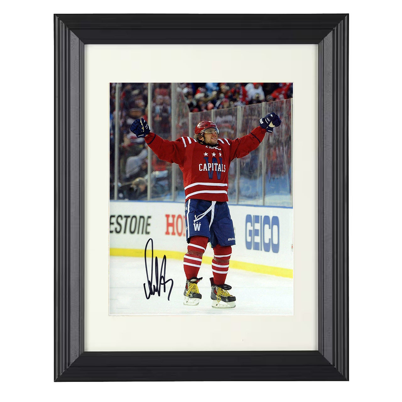Alexander Ovechkin – Washington Goal Celebration Spotlight 8x10 matted black framed hockey wall art