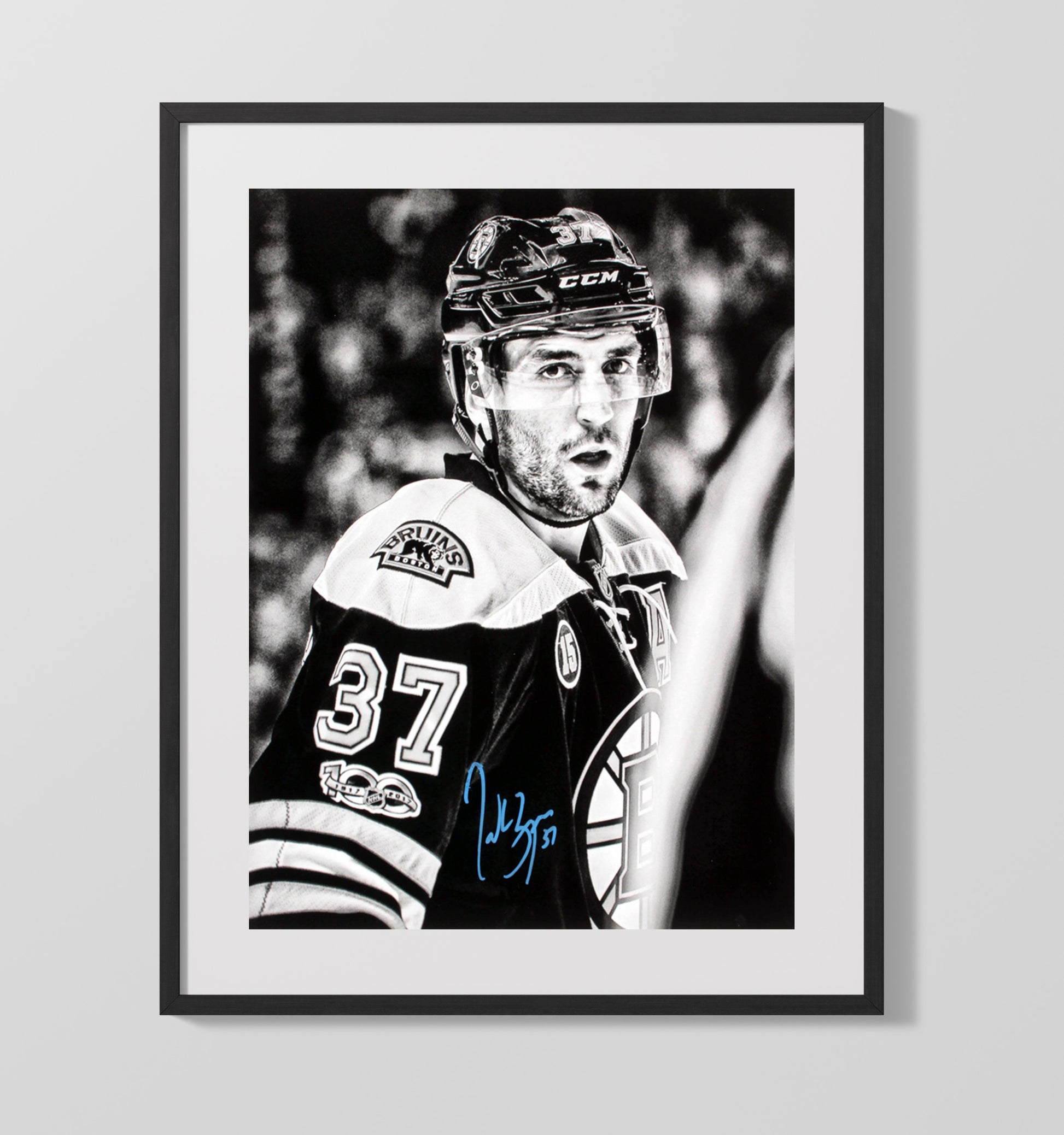 Patrice Bergeron - Boston Hockey Captain Portrait Hockey Wall Art - hockey wall art print