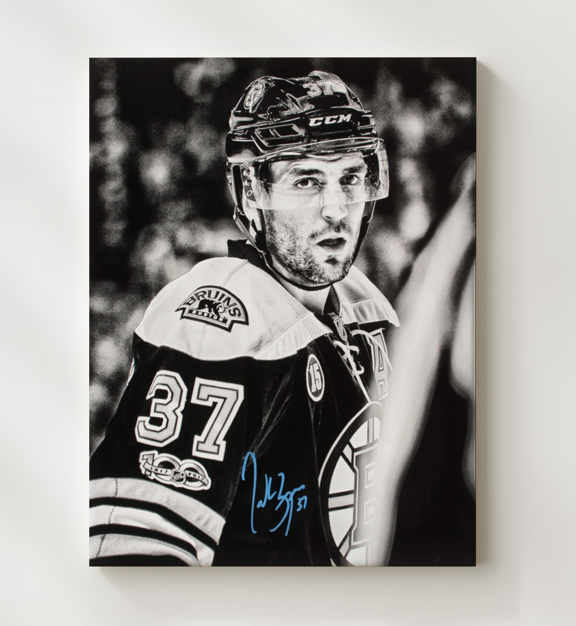 Patrice Bergeron - Boston Hockey Captain Portrait Hockey Wall Art - hockey wall art print