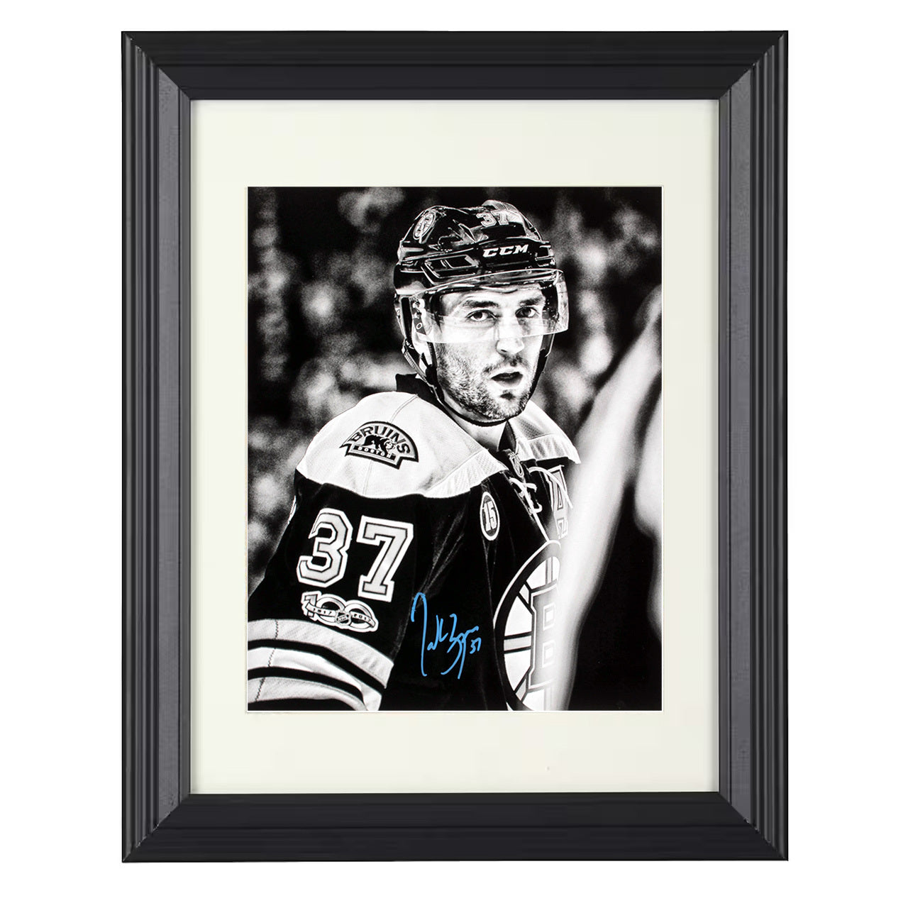 Patrice Bergeron – Boston Captain Image 8x10 matted black framed hockey wall art