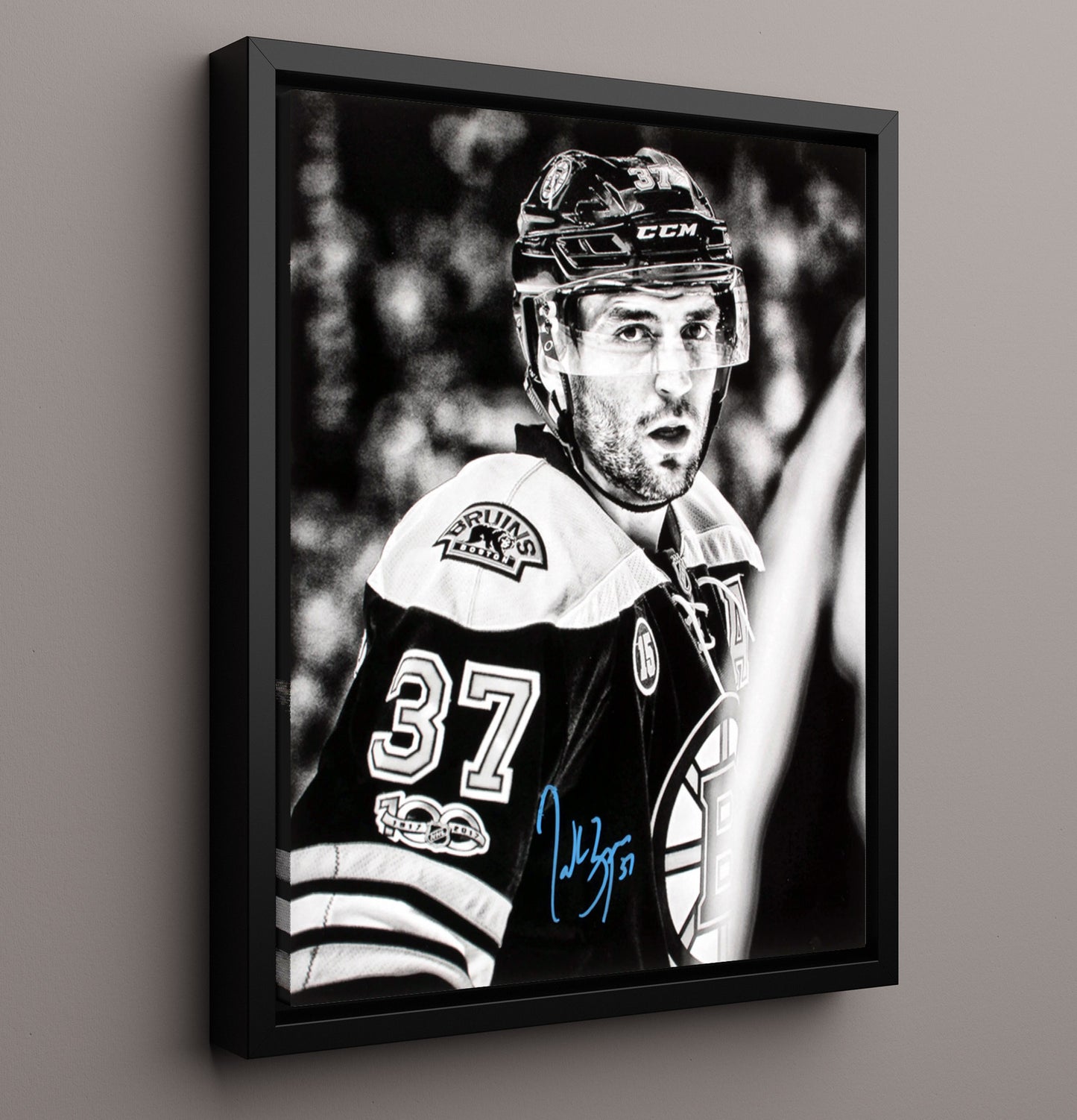 Patrice Bergeron - Boston Hockey Captain Portrait Hockey Wall Art - hockey wall art print