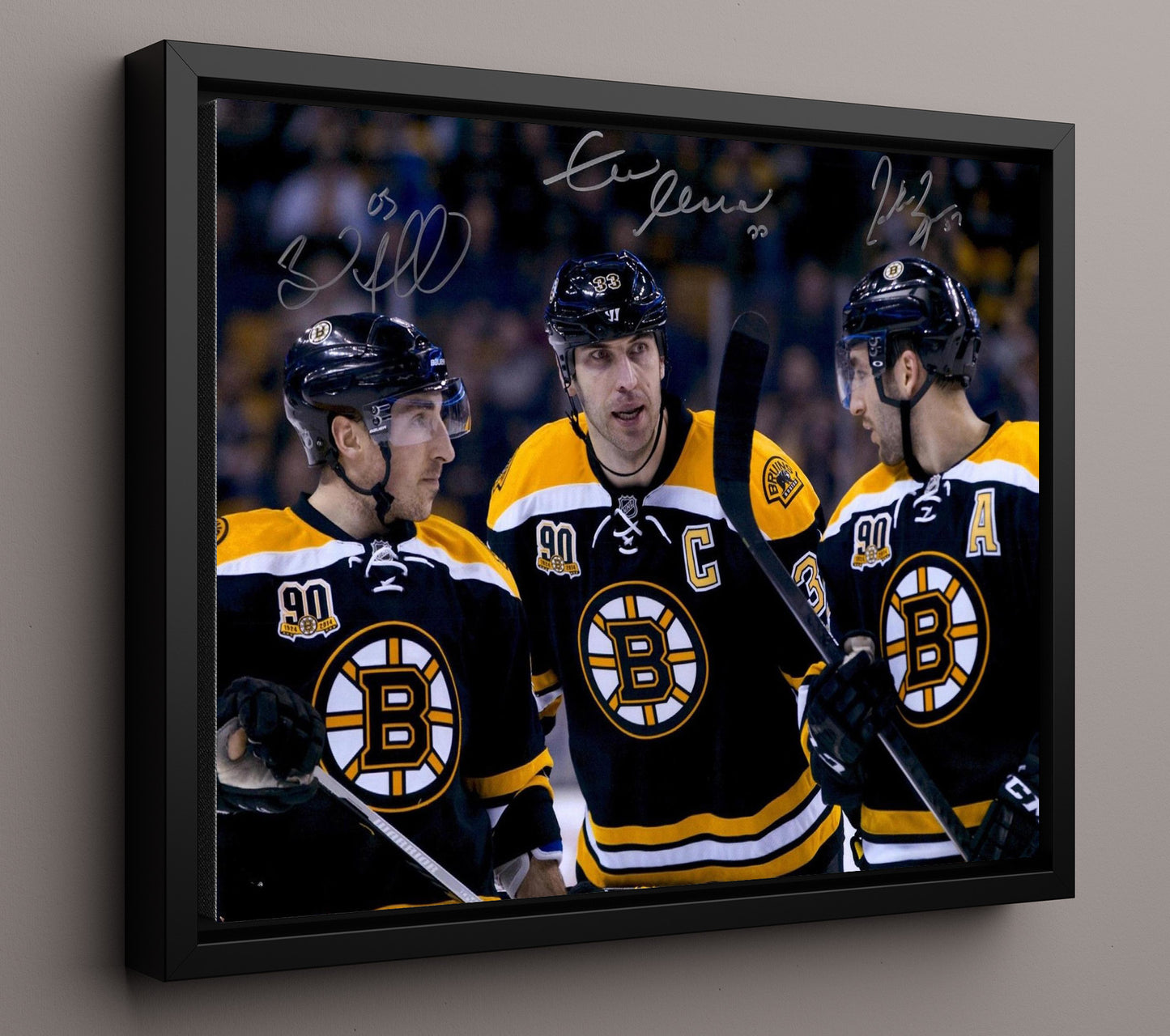 Patrice Bergeron Brad Marchand Zdeno Chara - Boston Hockey Captain Line Portrait Hockey Wall Art - hockey wall art print