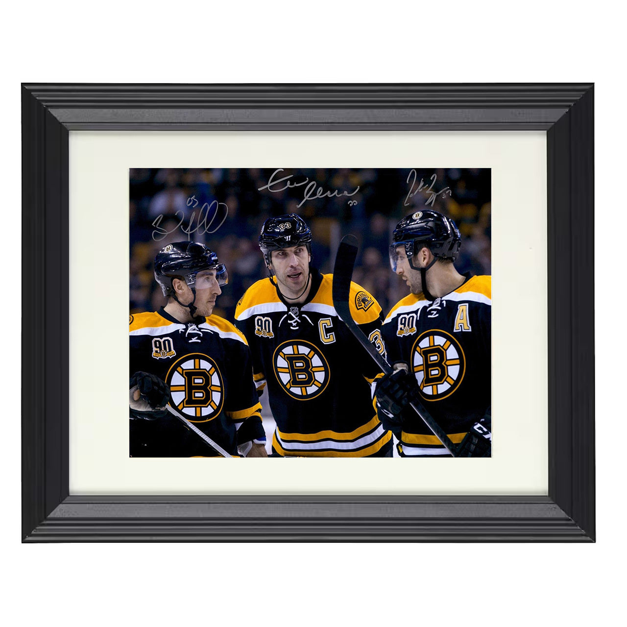 Patrice Bergeron Brad Marchand Zdeno Chara – Boston 8x10 matted black framed hockey wall art