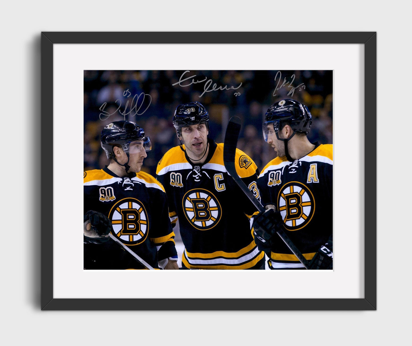 Patrice Bergeron Brad Marchand Zdeno Chara - Boston Hockey Captain Line Portrait Hockey Wall Art - hockey wall art print