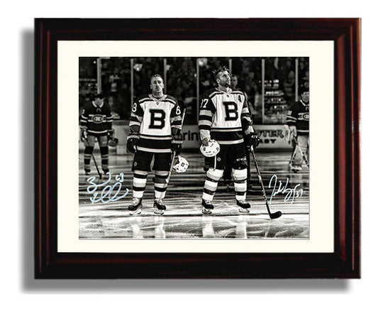 Patrice Bergeron and Brad Marchand - Boston Hockey National Anthem Lineup Hockey Wall Art - hockey wall art print