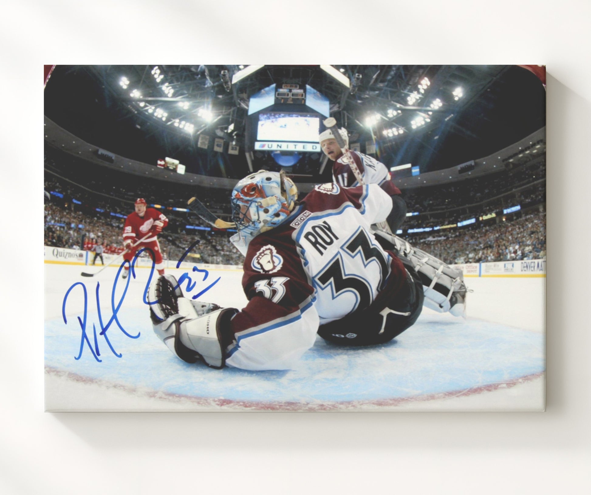 Patrick Roy - Colorado Hockey Goalie Save Attempt Hockey Wall Art - hockey wall art print