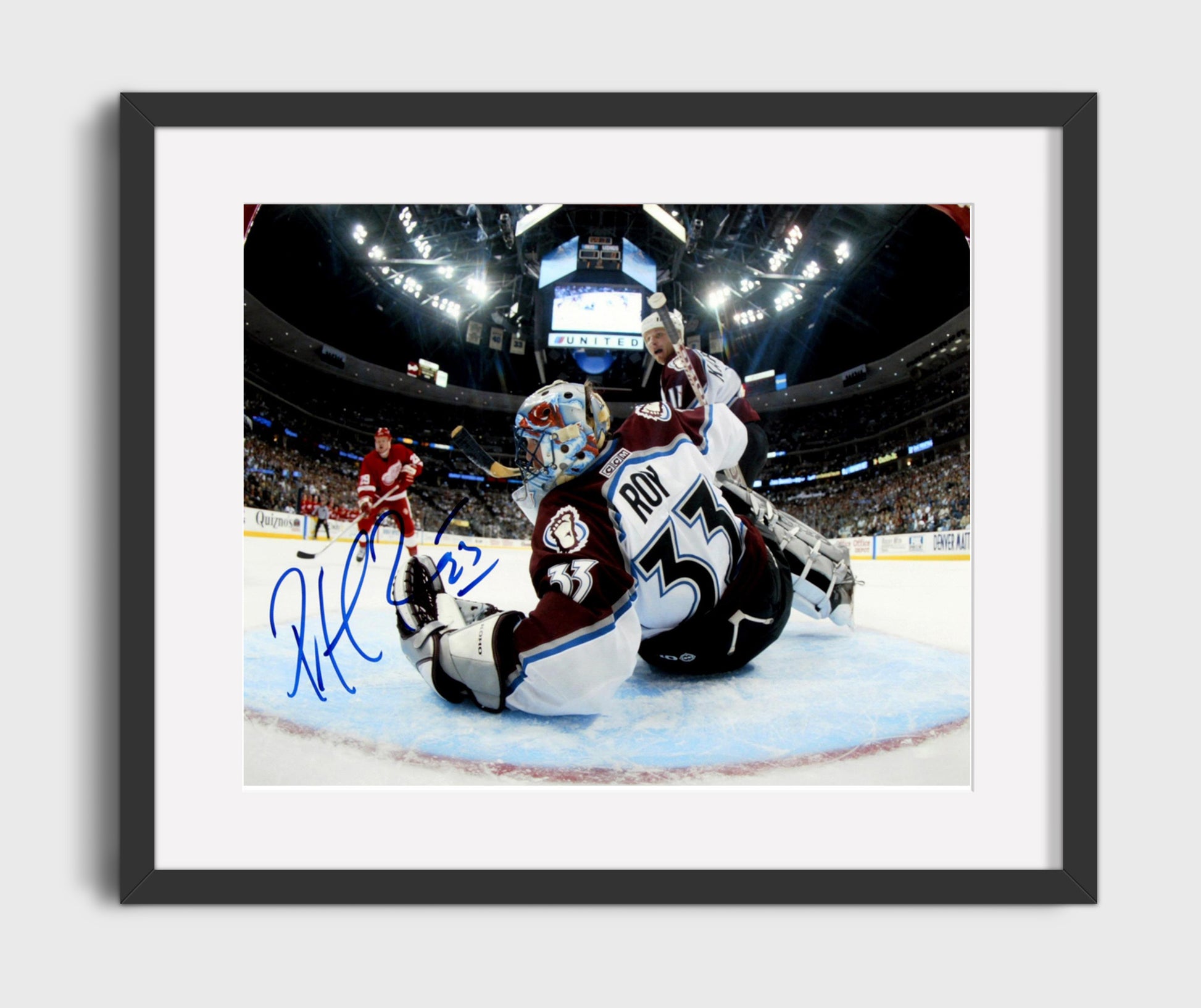 Patrick Roy - Colorado Hockey Goalie Save Attempt Hockey Wall Art - hockey wall art print