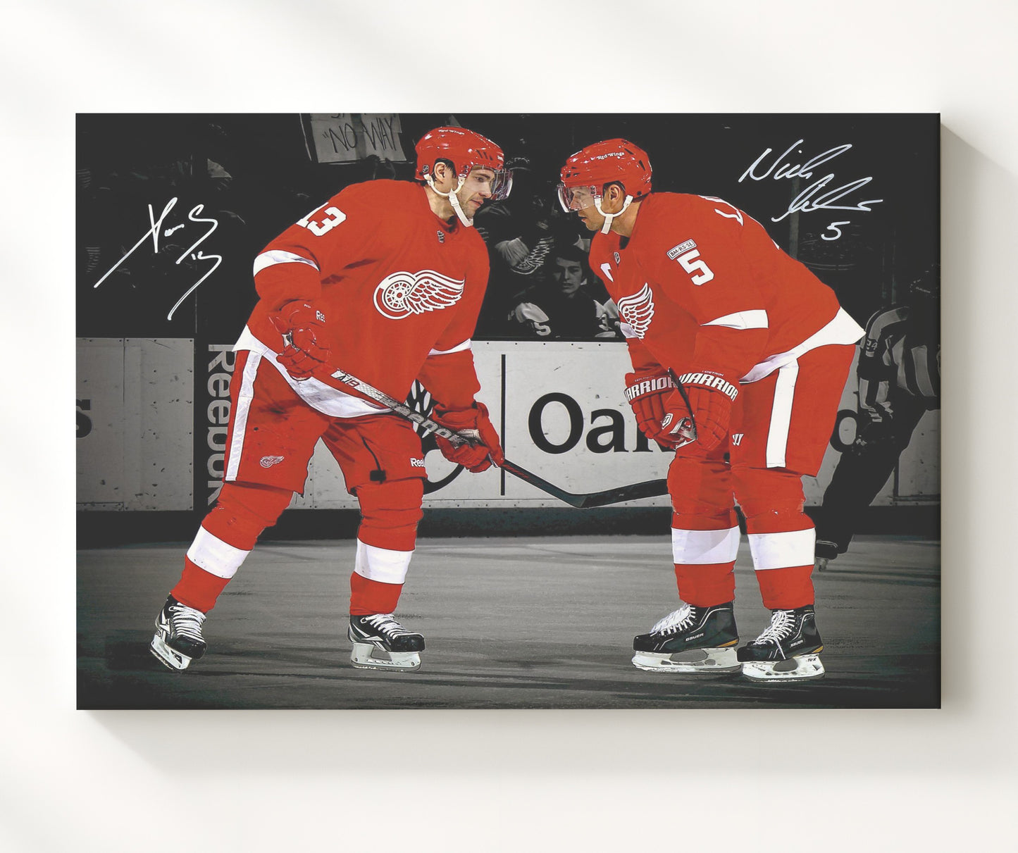 Pavel Datsyuk and Nicklas Lidstrom - Detroit Hockey Teammates Faceoff Hockey Wall Art - hockey wall art print