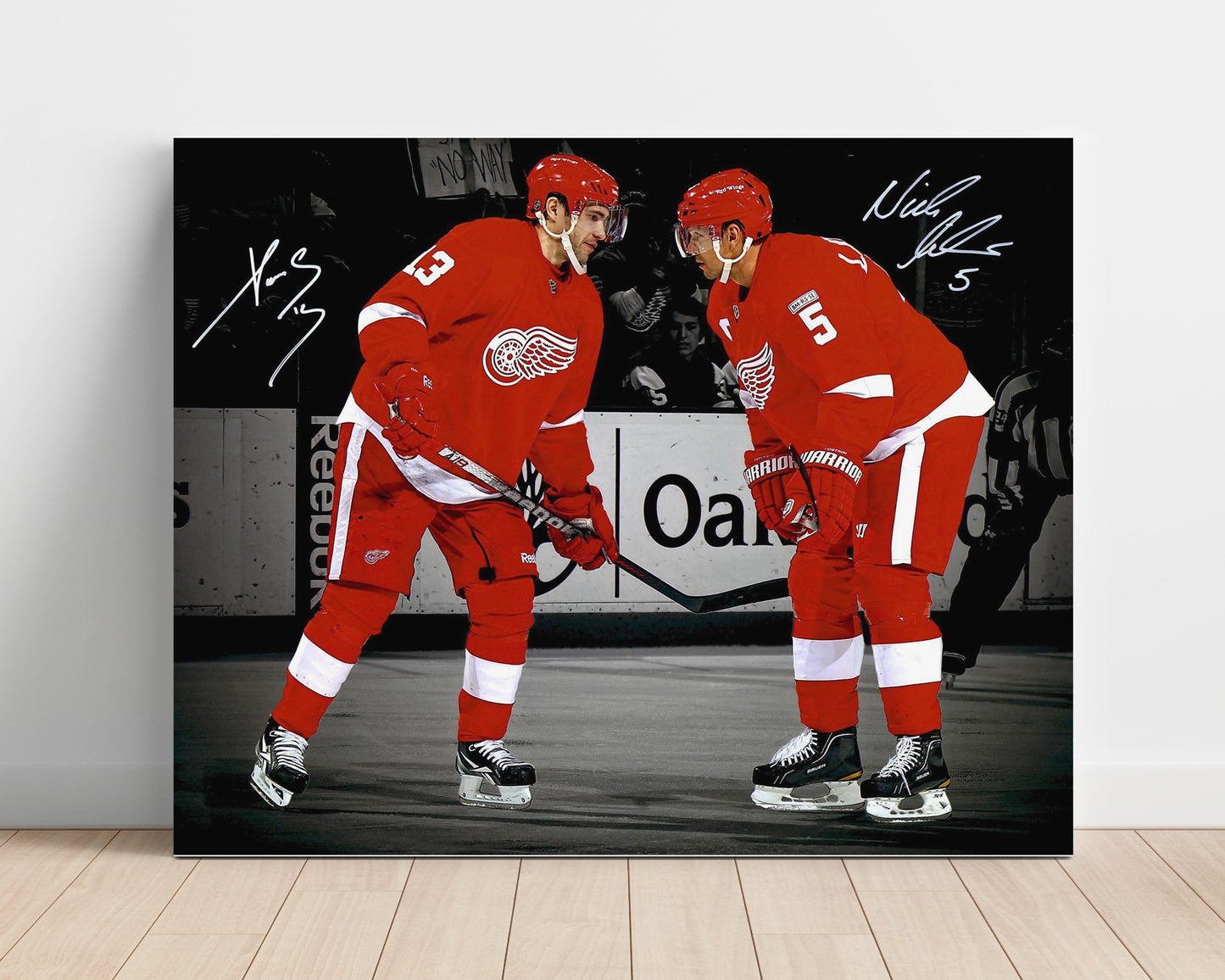 Pavel Datsyuk and Nicklas Lidstrom - Detroit Hockey Teammates Faceoff Hockey Wall Art - hockey wall art print