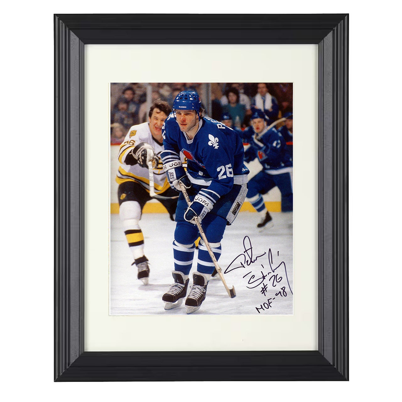 Peter Šťastný – Quebec Skating Action 8x10 matted black framed hockey wall art