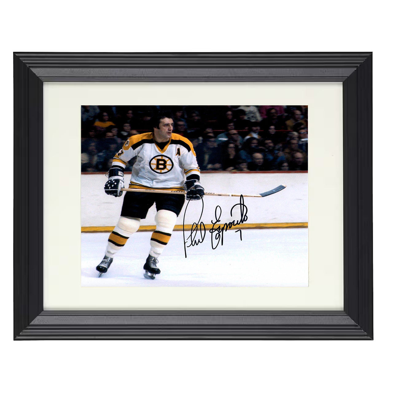 Phil Esposito – Boston Skating Action 8x10 matted black framed hockey wall art