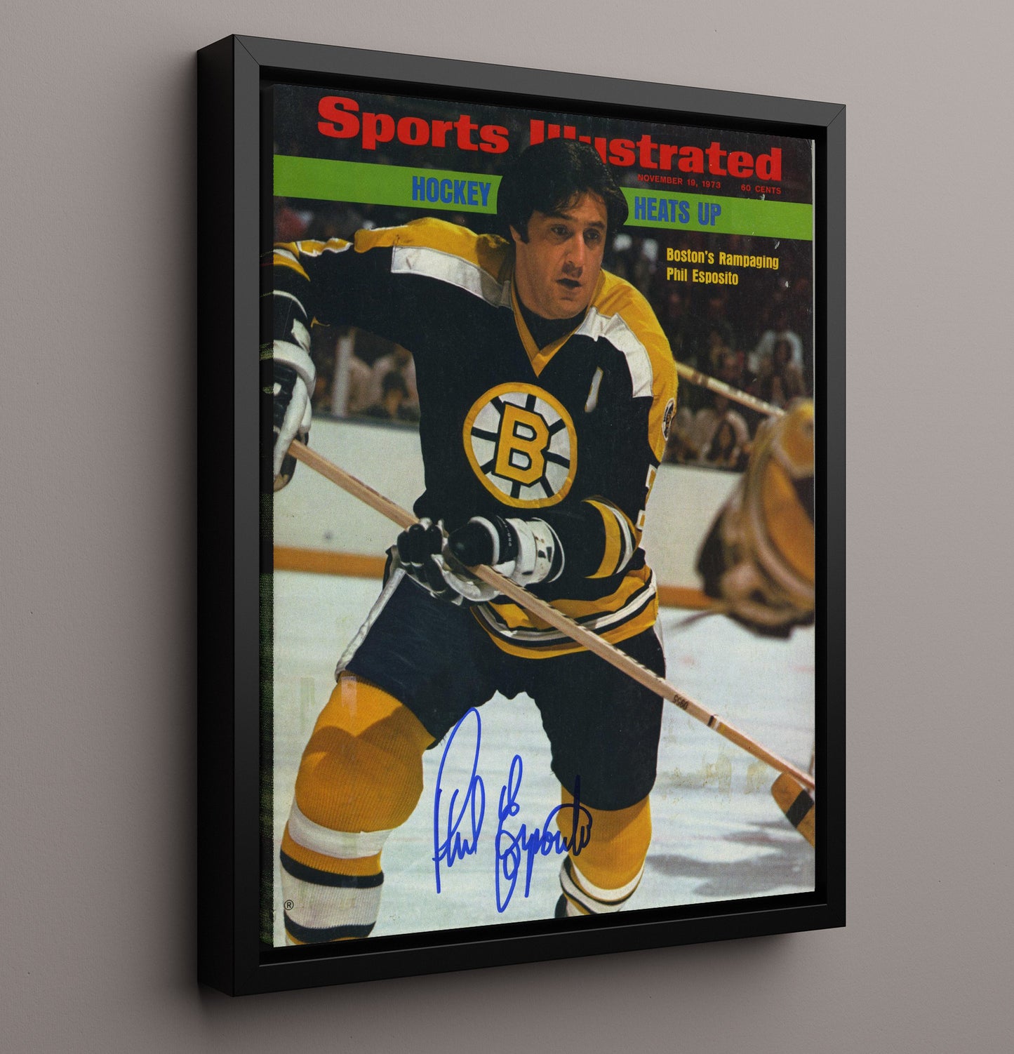 Phil Esposito - Boston Hockey Skating Action 1973 Si Cover Hockey Wall Art - hockey wall art print
