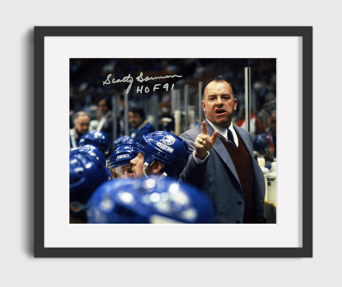 Scotty Bowman - Hockey Hall of Fame Coach Bench Portrait Hockey Wall Art - hockey wall art print
