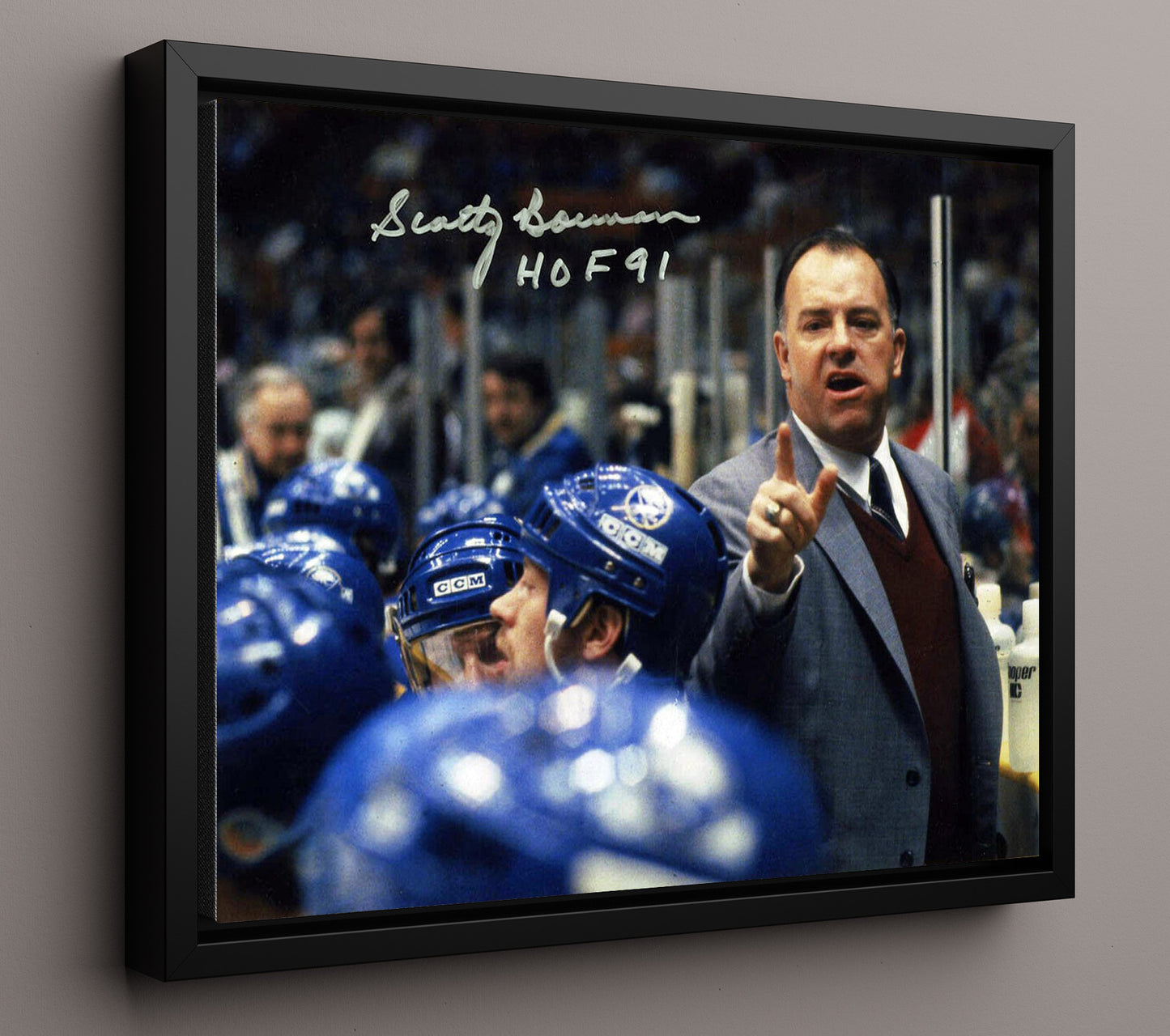 Scotty Bowman - Hockey Hall of Fame Coach Bench Portrait Hockey Wall Art - hockey wall art print
