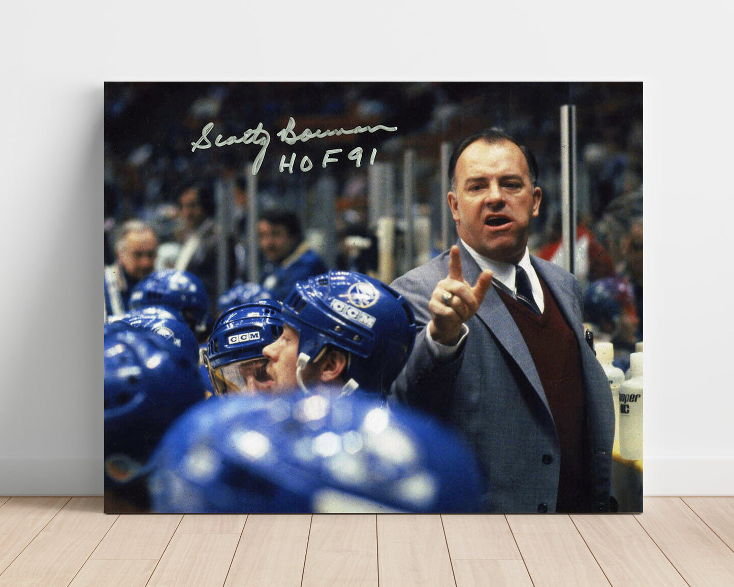 Scotty Bowman - Hockey Hall of Fame Coach Bench Portrait Hockey Wall Art - hockey wall art print