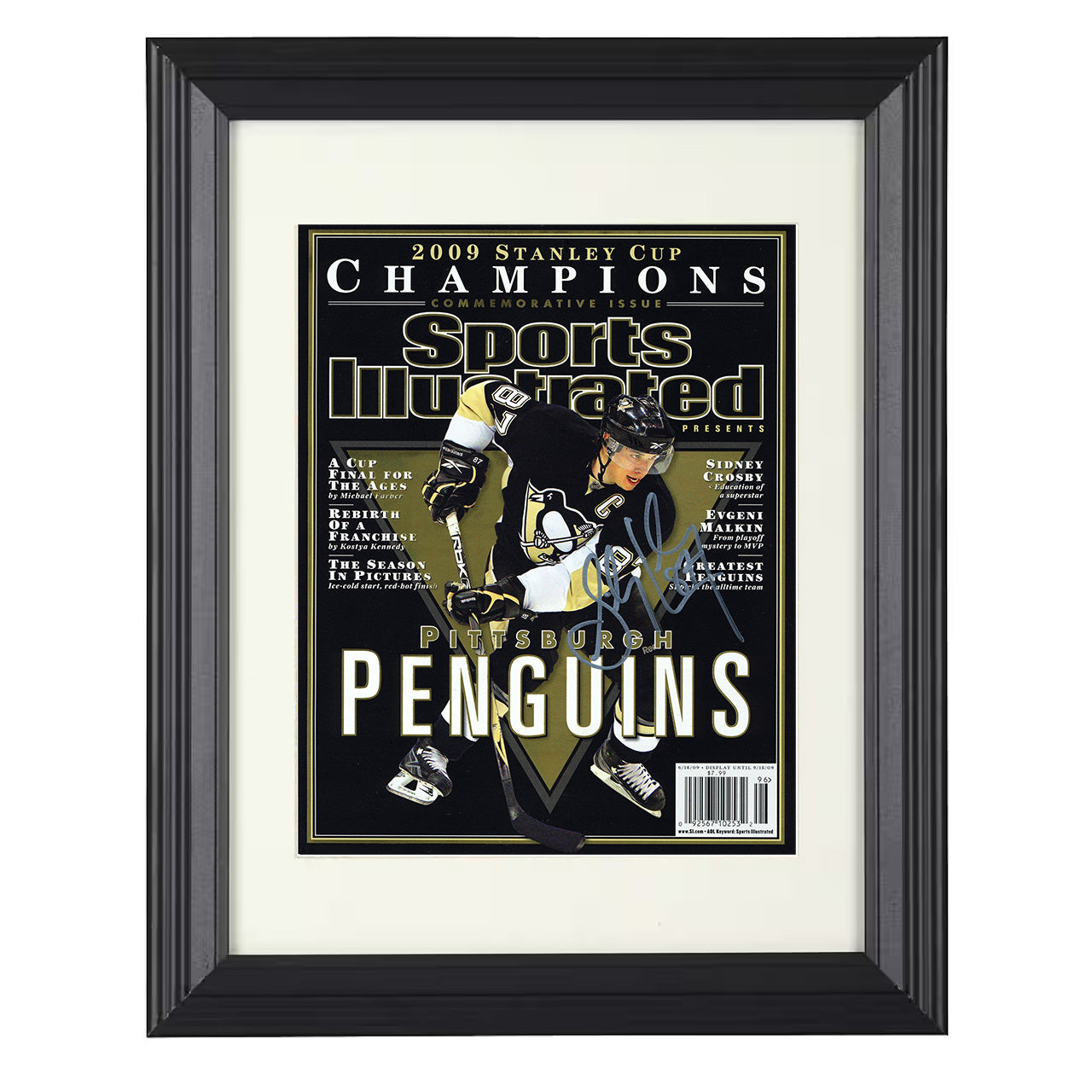 Sidney Crosby – Pittsburgh Stanley Cup Champions 2009 SI 8x10 matted black framed hockey wall art