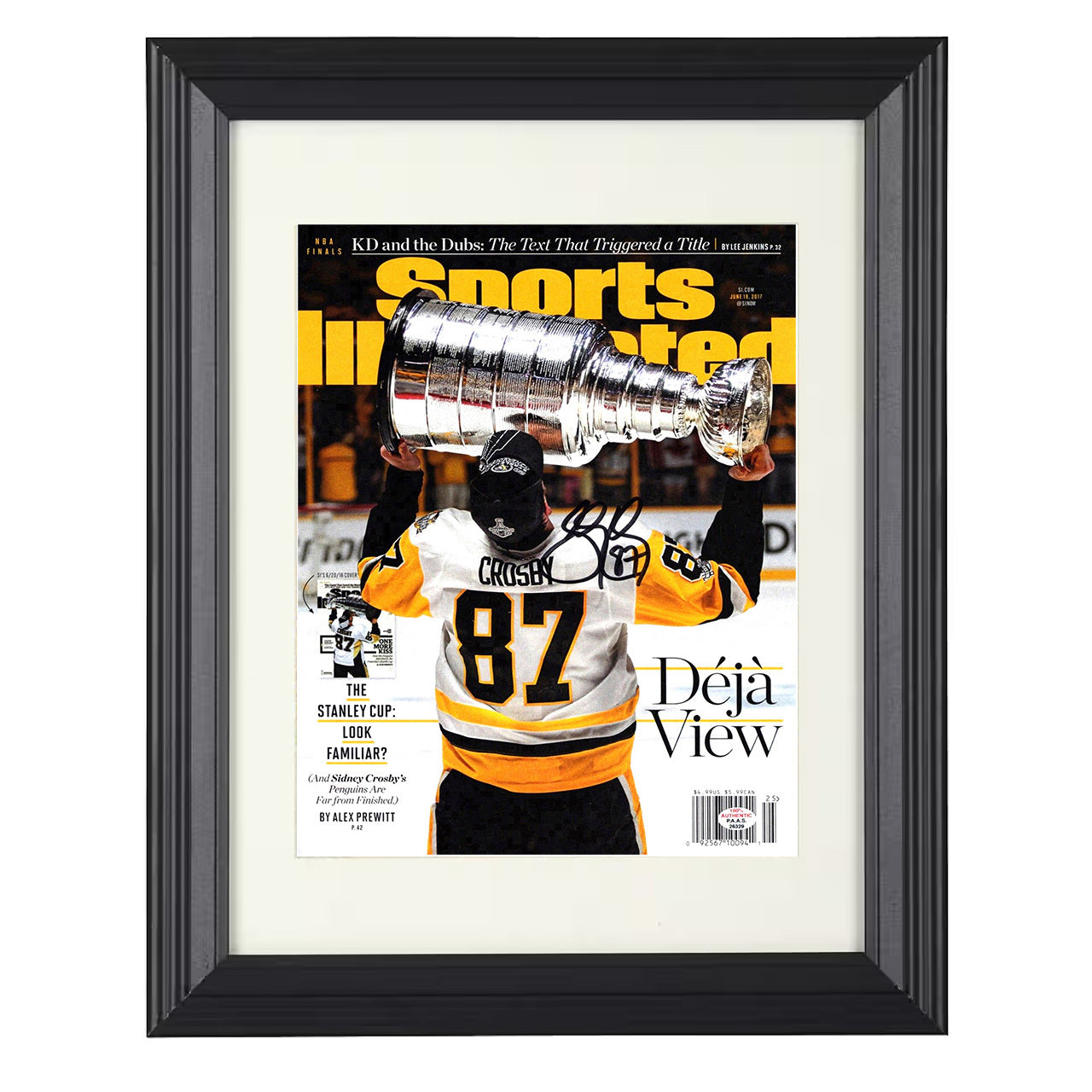 Sidney Crosby – Pittsburgh Stanley Cup Deja View 2017 SI 8x10 matted black framed hockey wall art