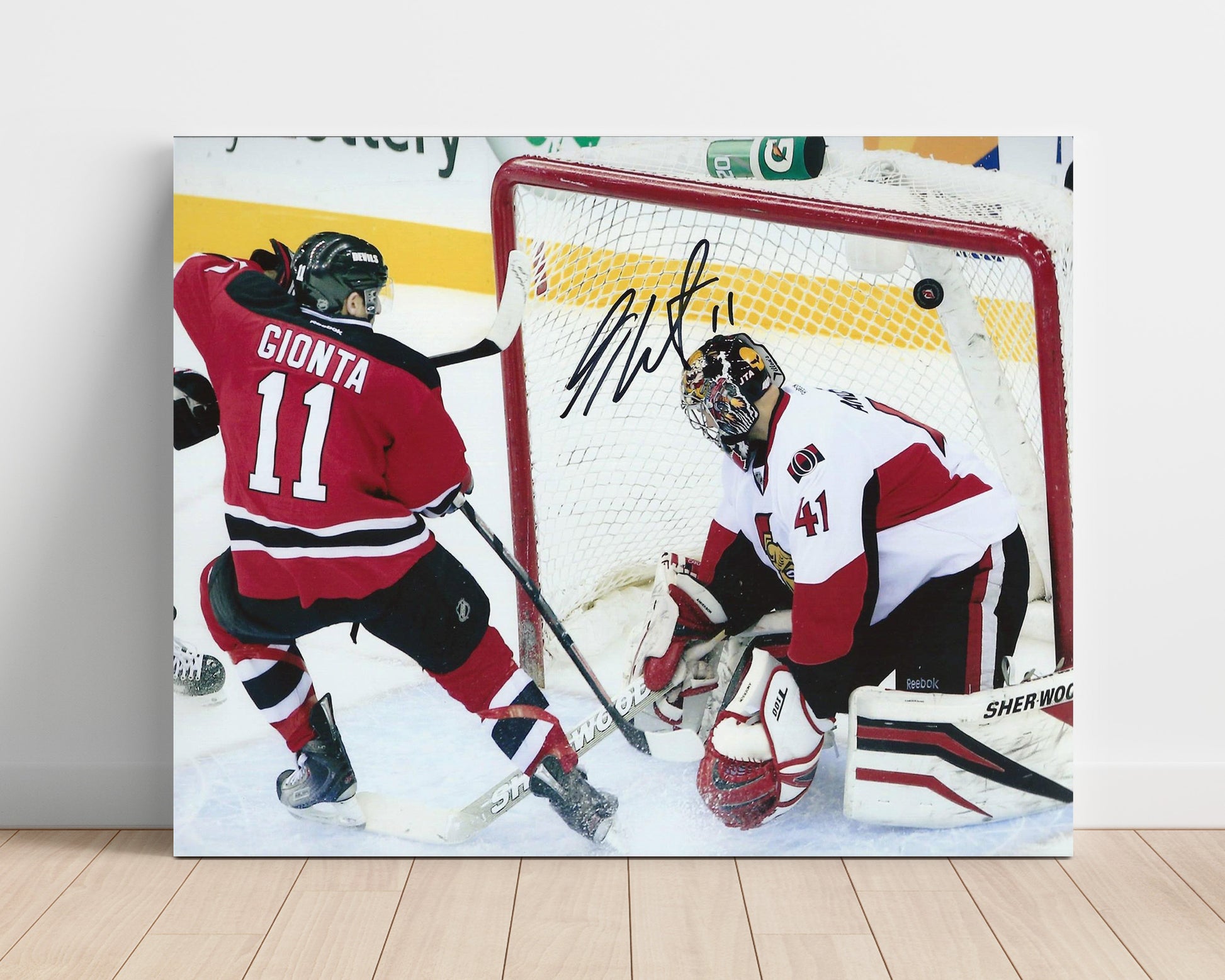 Stephen Gionta - New Jersey Hockey Goal Chance At Net Hockey Wall Art - hockey wall art print