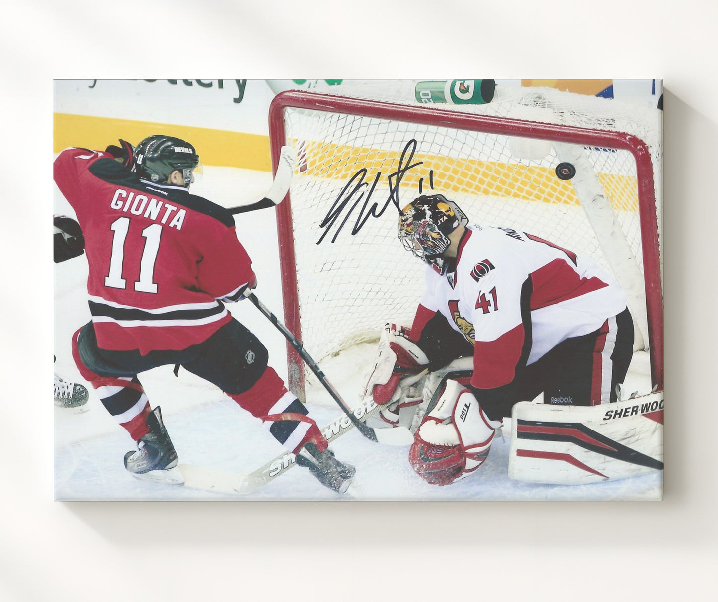 Stephen Gionta - New Jersey Hockey Goal Chance At Net Hockey Wall Art - hockey wall art print