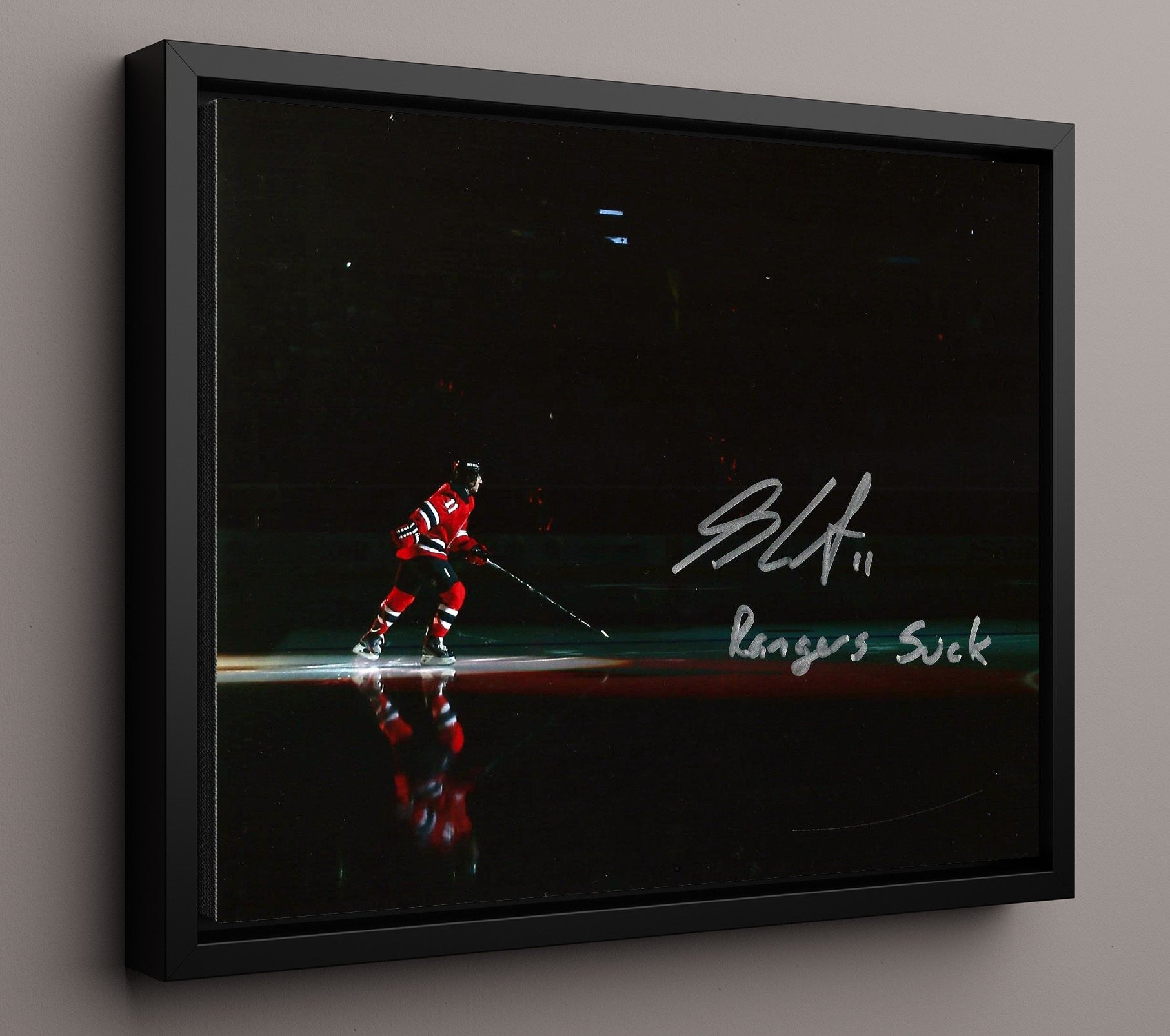Stephen Gionta - New Jersey Hockey Spotlight Skate Entrance Hockey Wall Art - hockey wall art print