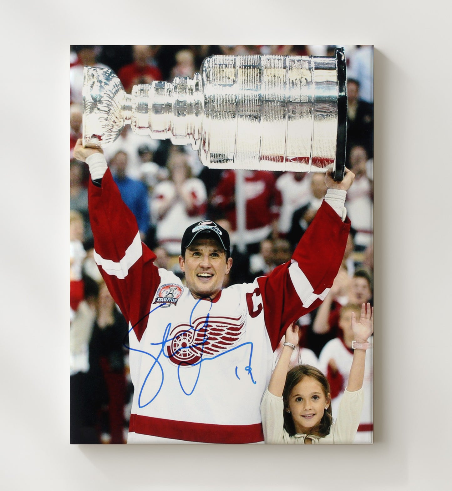 Steve Yzerman - Detroit Hockey 2002 Stanley Cup Captain Lift Hockey Wall Art - hockey wall art print