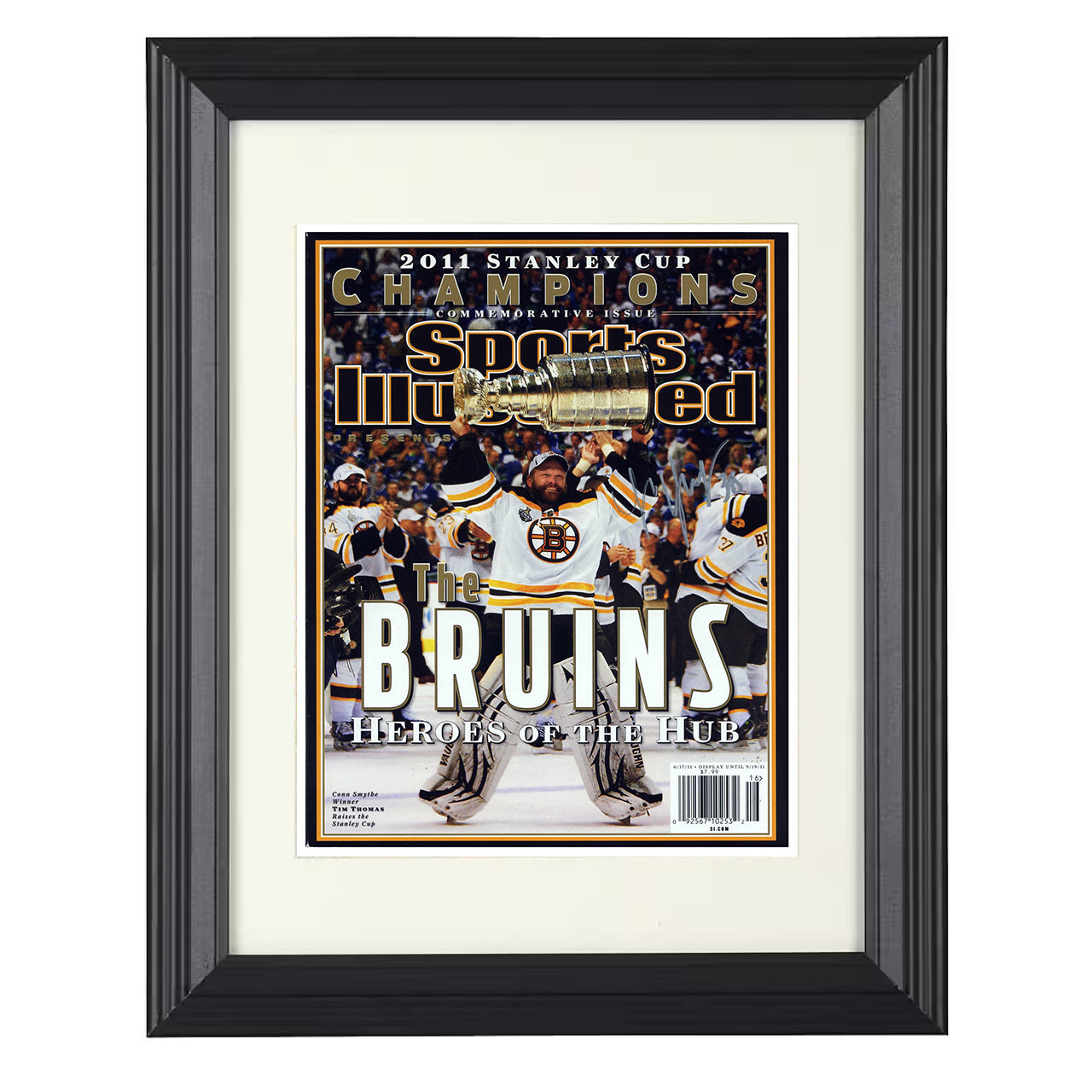 Tim Thomas – Conn Smythe Celebration 2011 SI 8x10 matted black framed hockey wall art