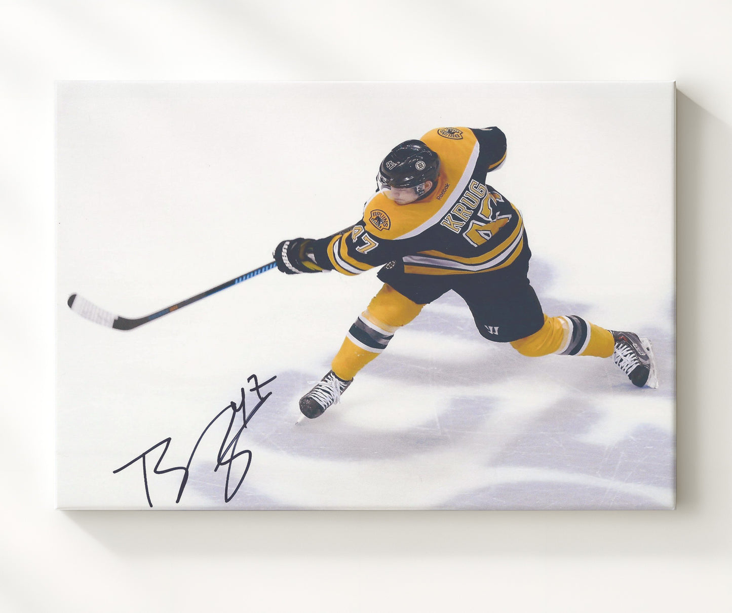 Torey Krug - Boston Hockey Slap Shot Action Hockey Wall Art - hockey wall art print