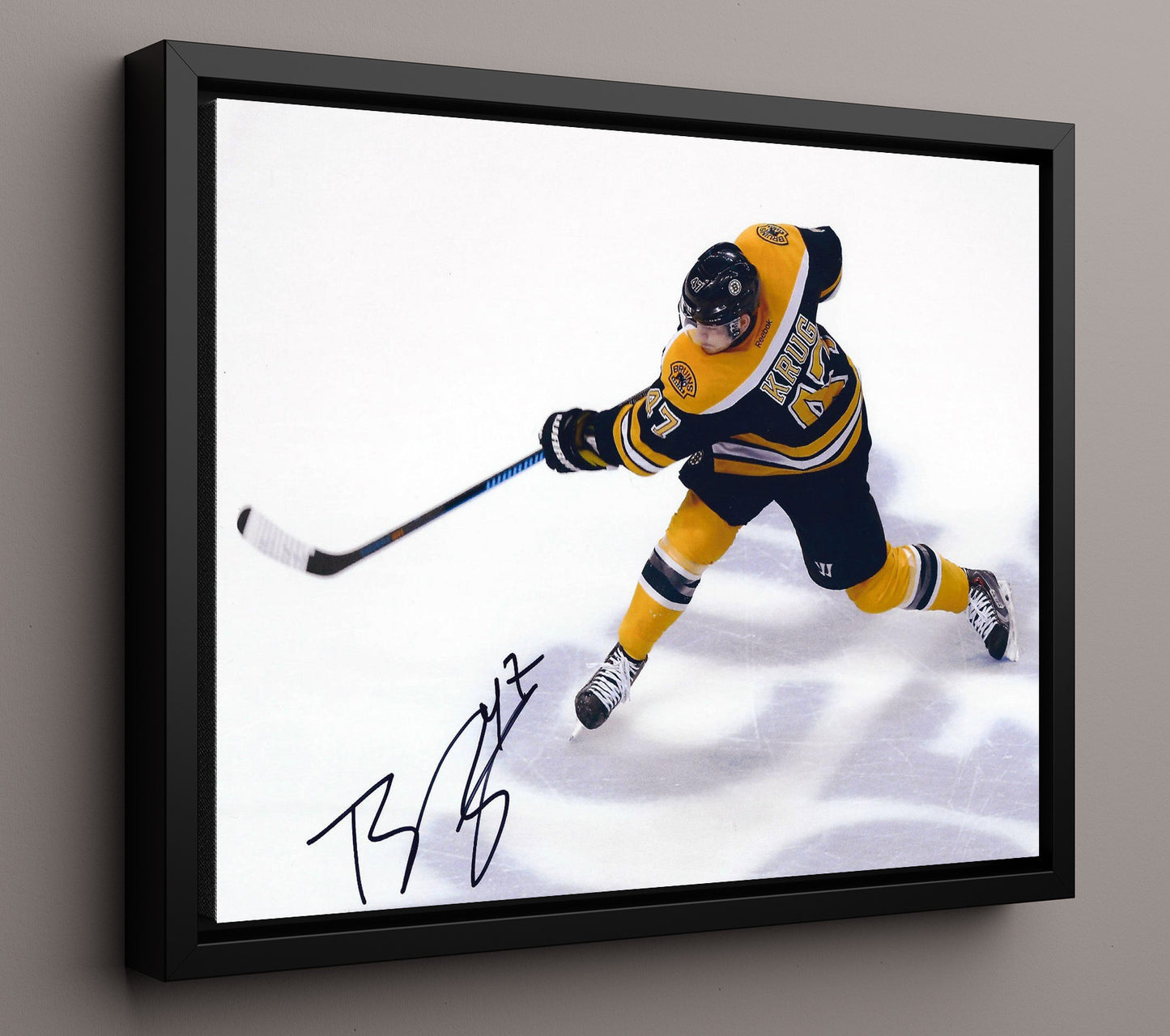 Torey Krug - Boston Hockey Slap Shot Action Hockey Wall Art - hockey wall art print