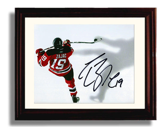 Travis Zajac - New Jersey Hockey Overhead Stick Swing Hockey Wall Art - hockey wall art print