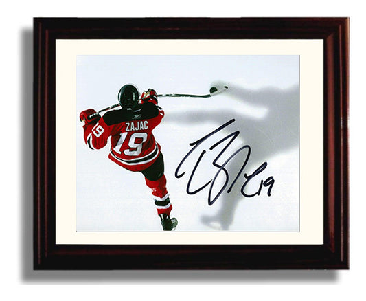 Travis Zajac - New Jersey Hockey Overhead Stick Swing Hockey Wall Art - hockey wall art print