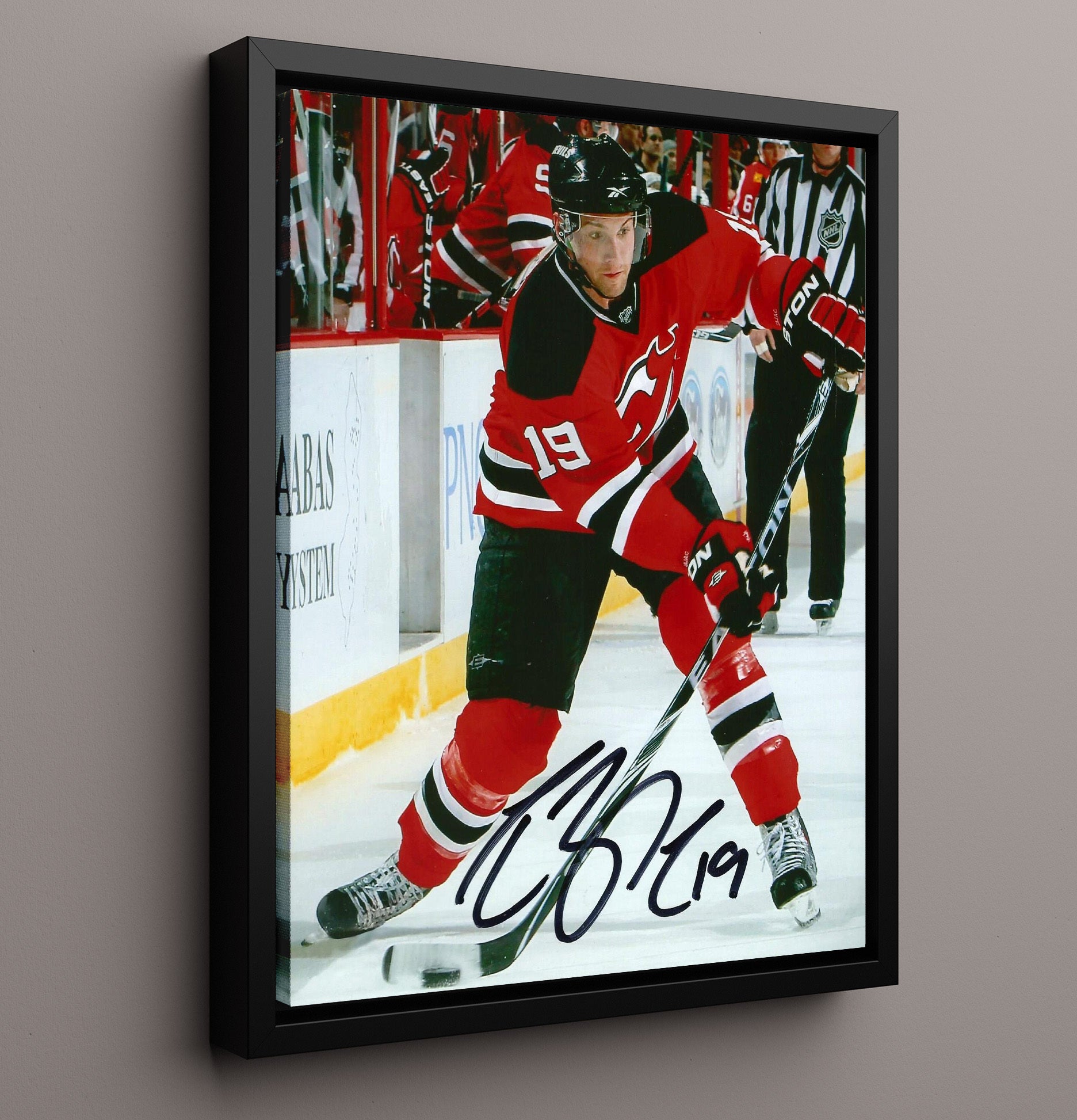 Travis Zajac - New Jersey Hockey Skating Portrait Hockey Wall Art - hockey wall art print