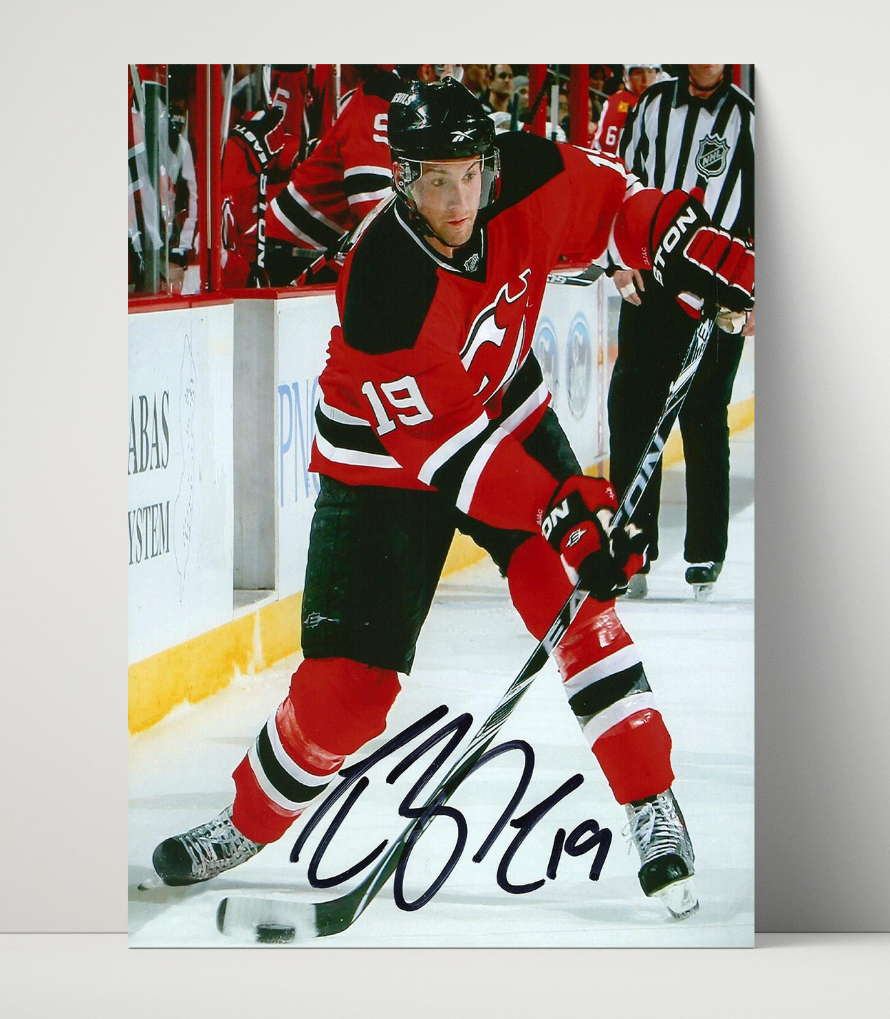 Travis Zajac - New Jersey Hockey Skating Portrait Hockey Wall Art - hockey wall art print