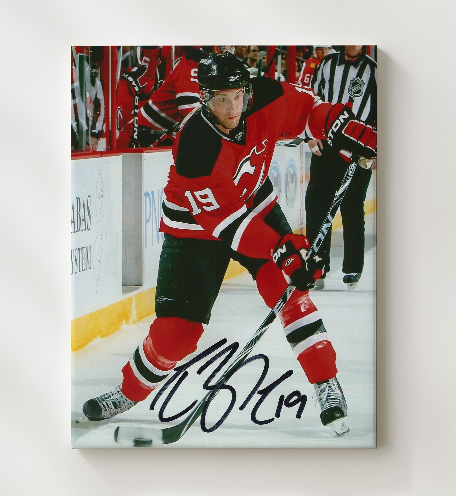 Travis Zajac - New Jersey Hockey Skating Portrait Hockey Wall Art - hockey wall art print