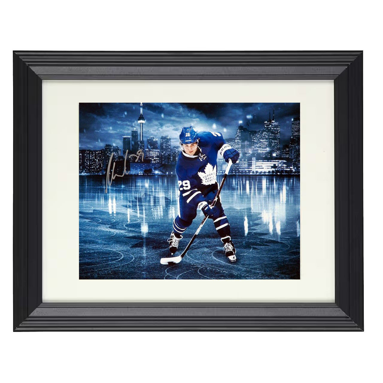 William Nylander – Toronto Skyline Image 8x10 matted black framed hockey wall art